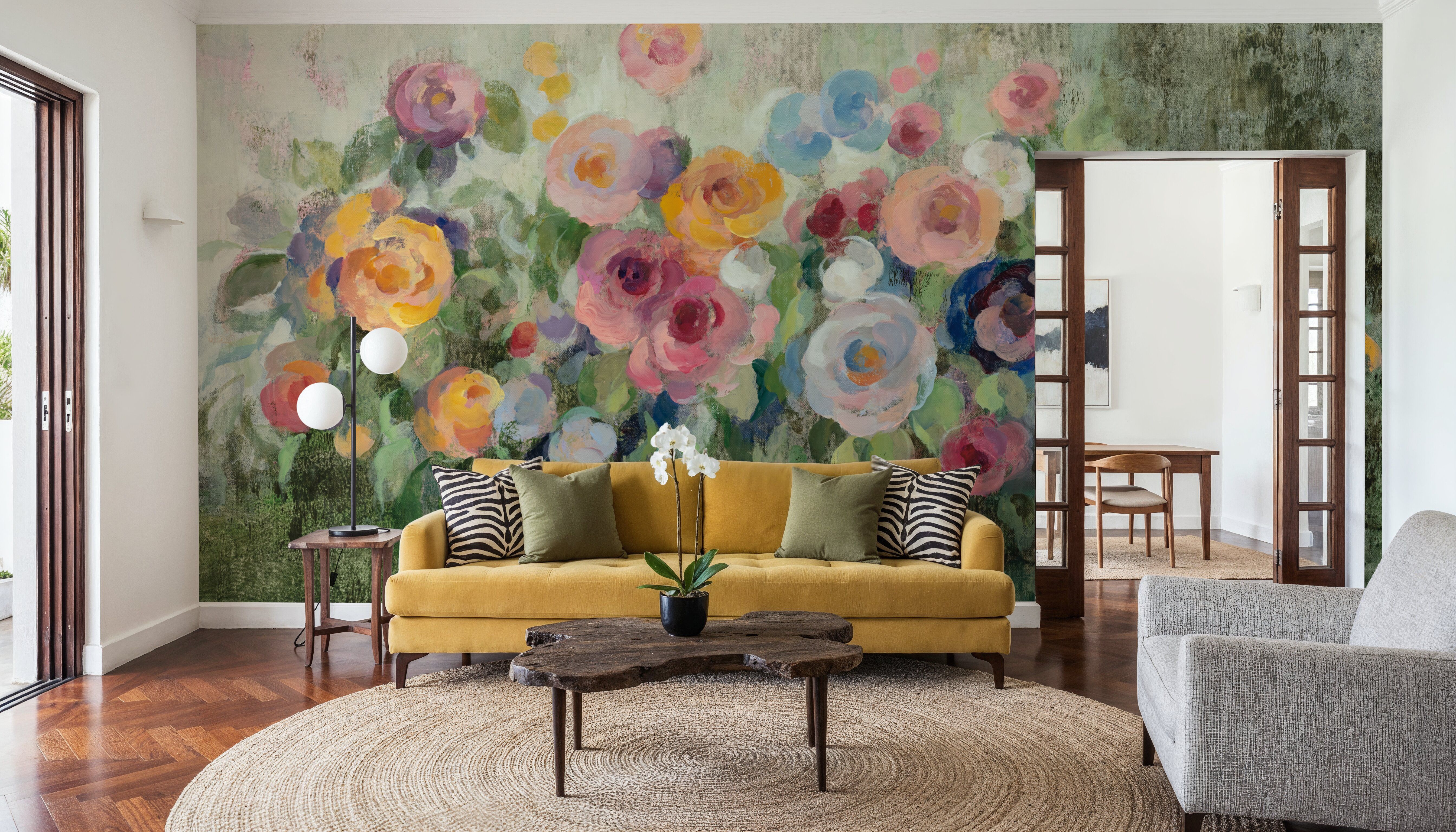 Flowers on Mossy Green