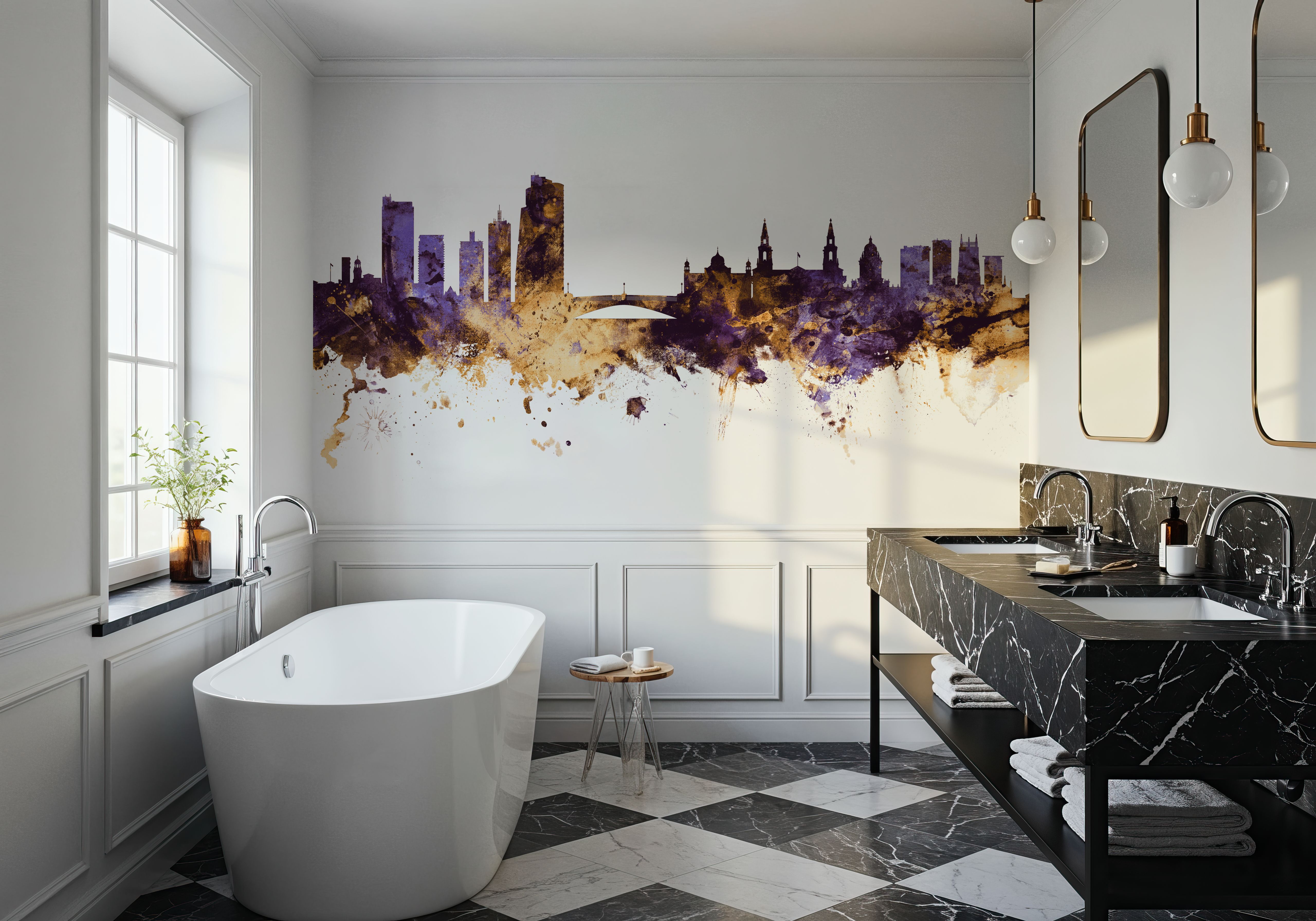 Leeds England Skyline Purple & Gold