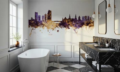 Leeds England Skyline Purple & Gold