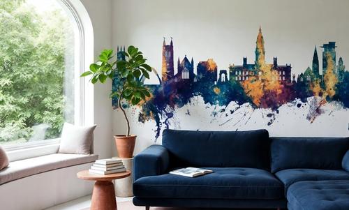 Bolton England Skyline Blue & Bronze