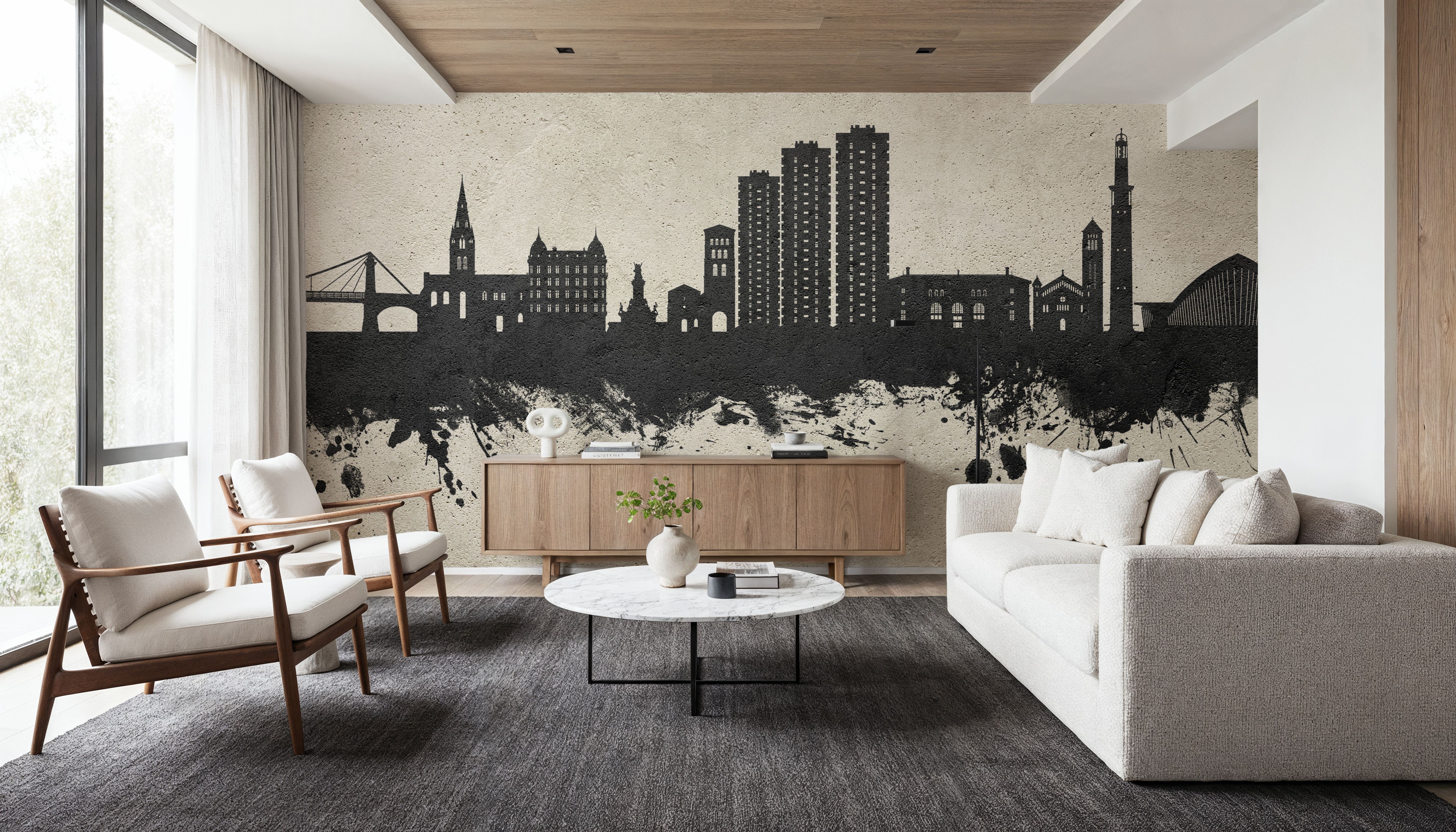 Grenoble Skyline Concrete, Wallpaper