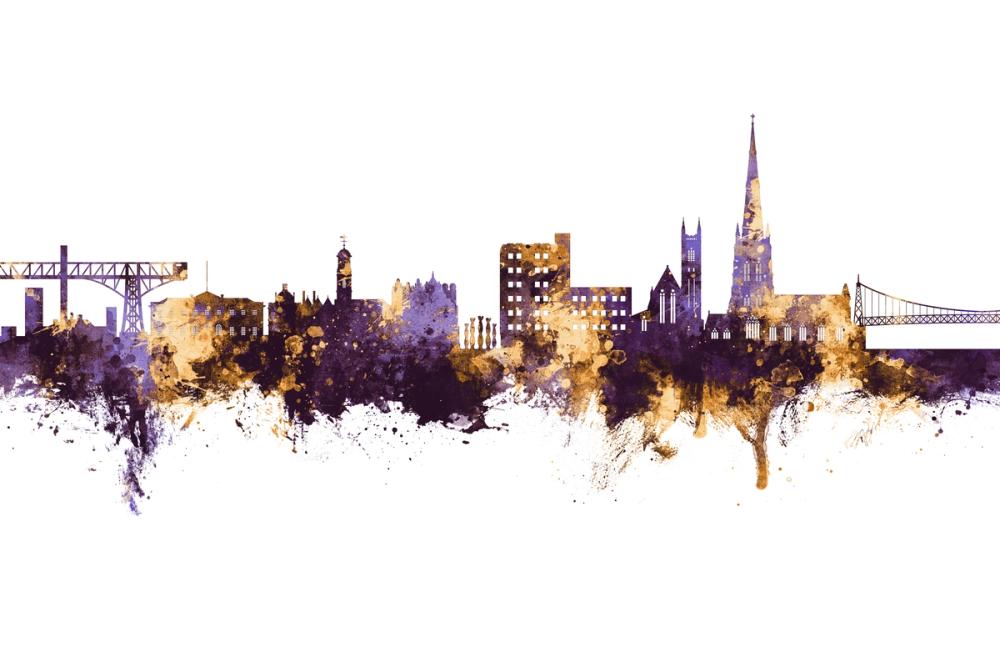 Warrington England Skyline Purple & Gold