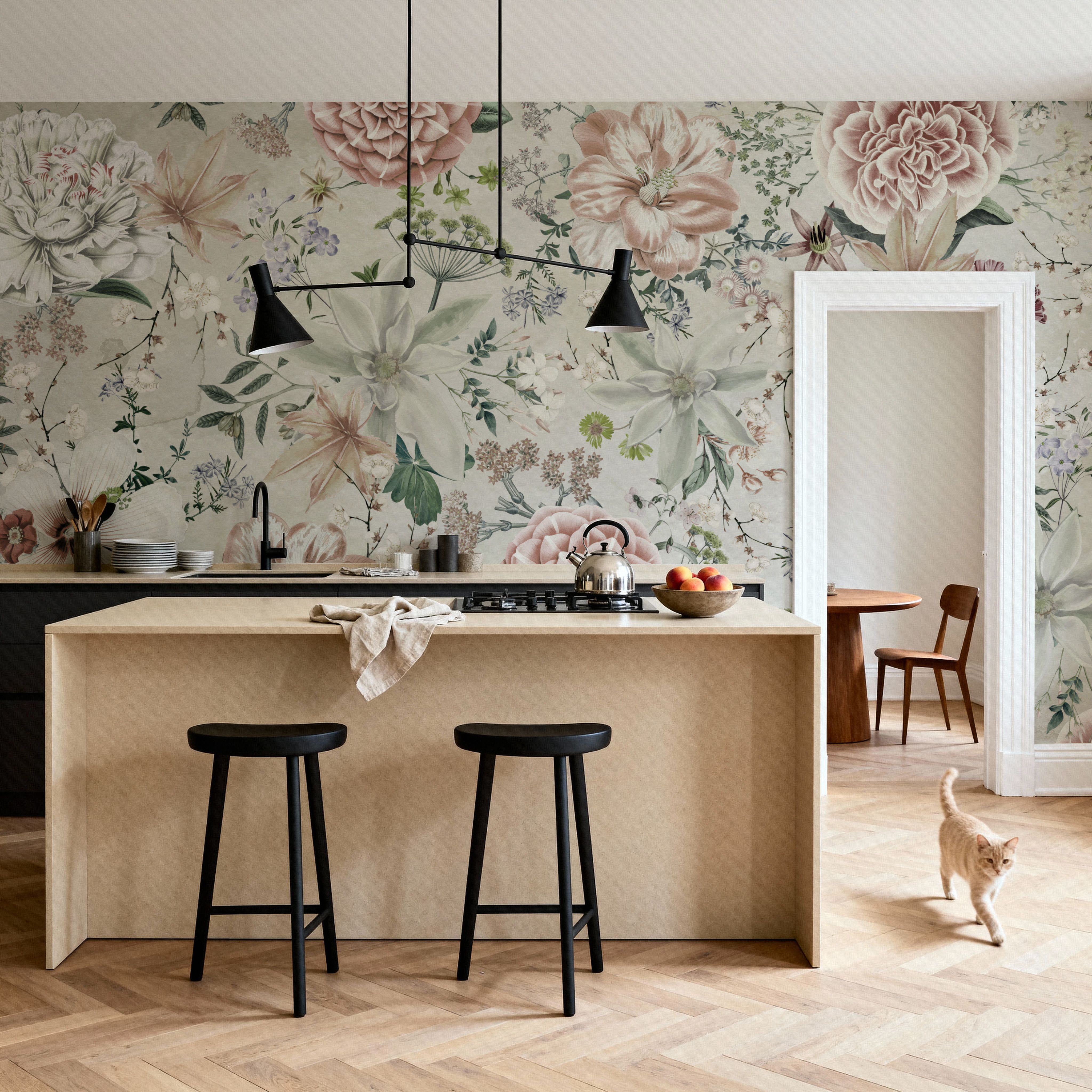 Flowers and Stripes Green