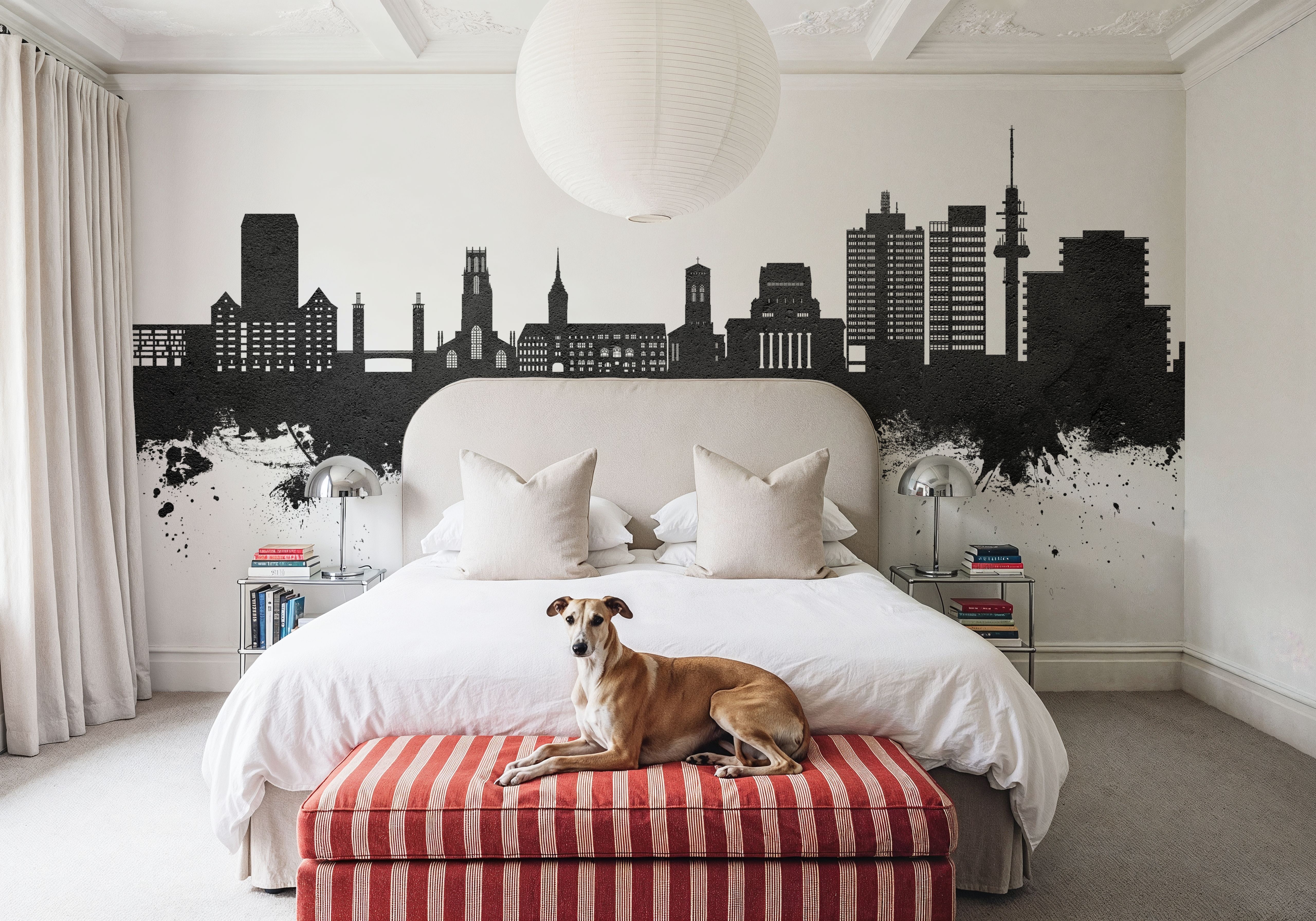 Duisburg Germany Skyline Black & White