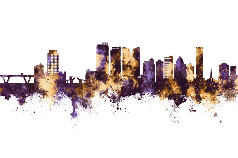 Fort Lauderdale Florida Skyline Purple & Gold