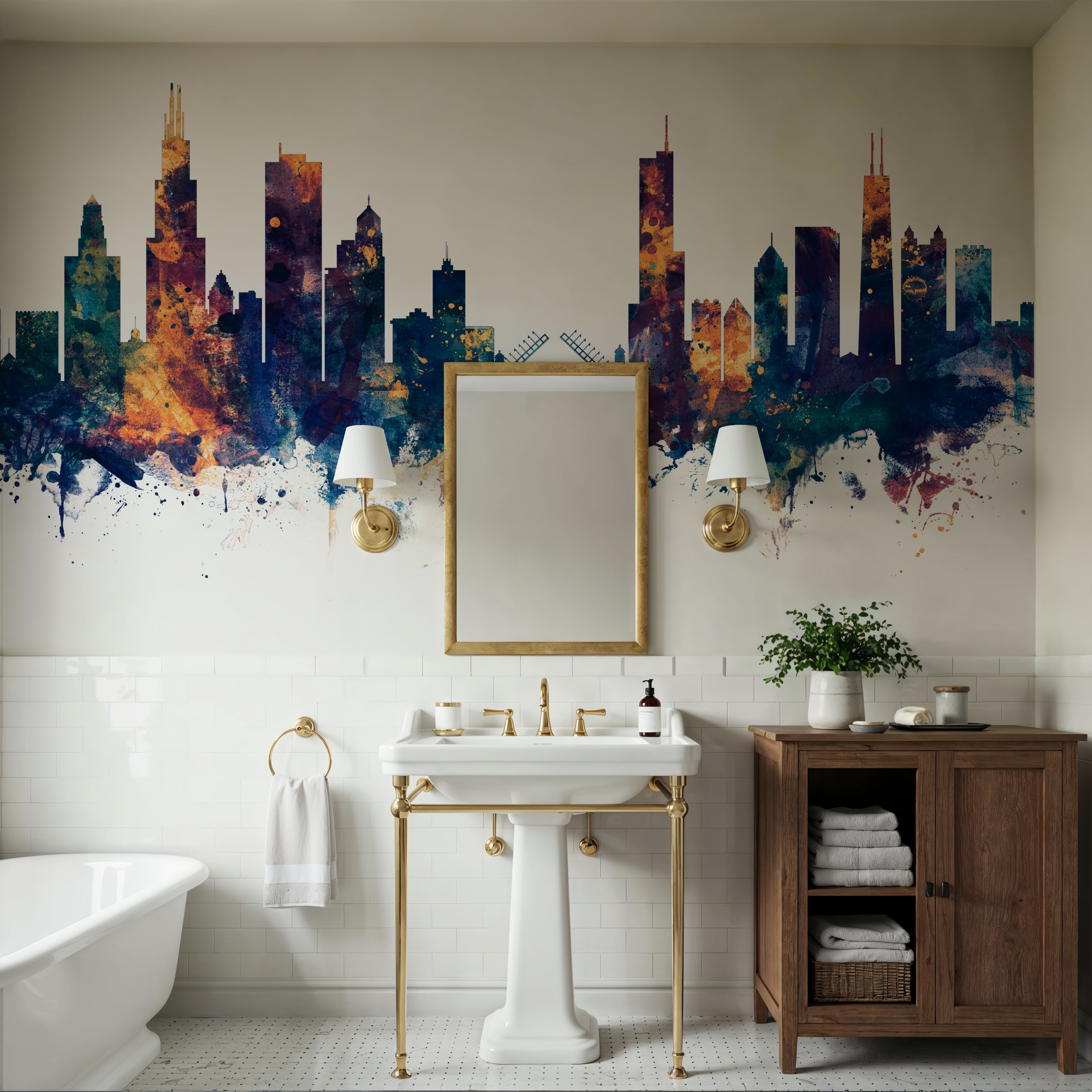 Chicago Illinois Skyline Blue & Bronze