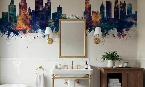 Chicago Illinois Skyline Blue & Bronze