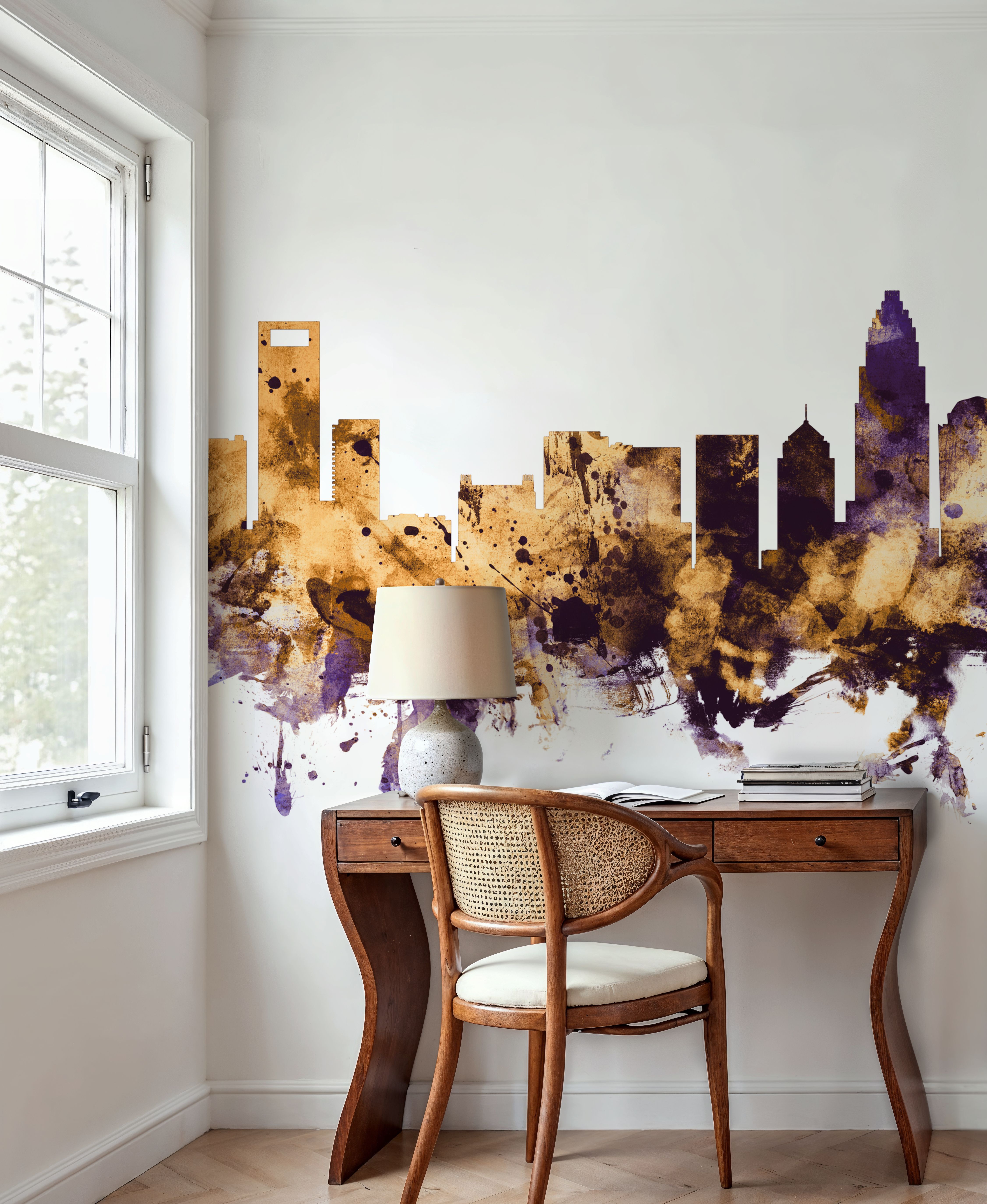 Charlotte North Carolina Skyline Purple & Gold