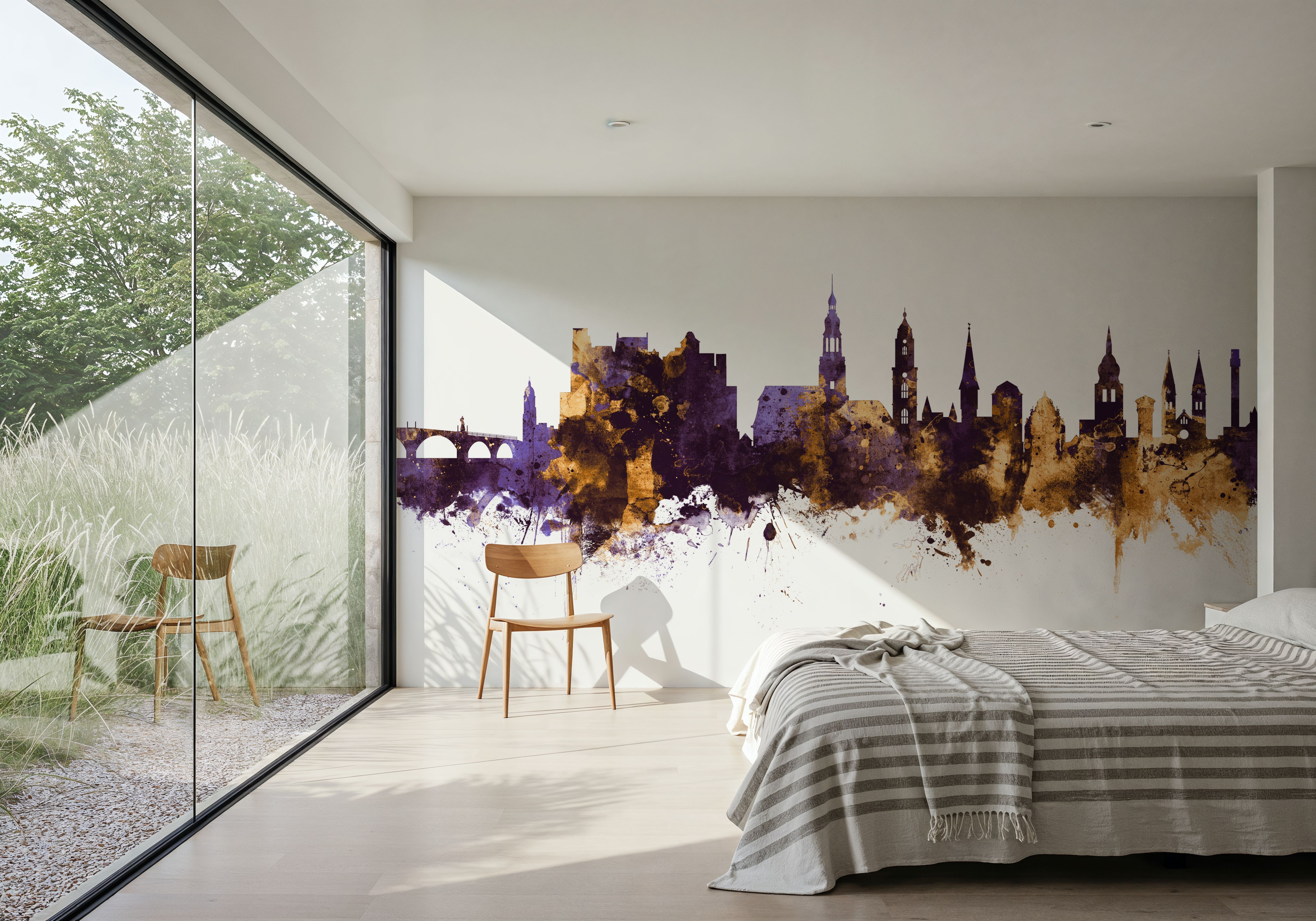 Heidelberg Germany Skyline Purple & Gold