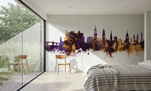 Heidelberg Germany Skyline Purple & Gold