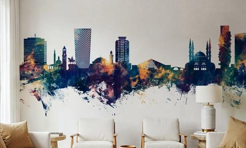 Tirana Skyline Blue & Bronze