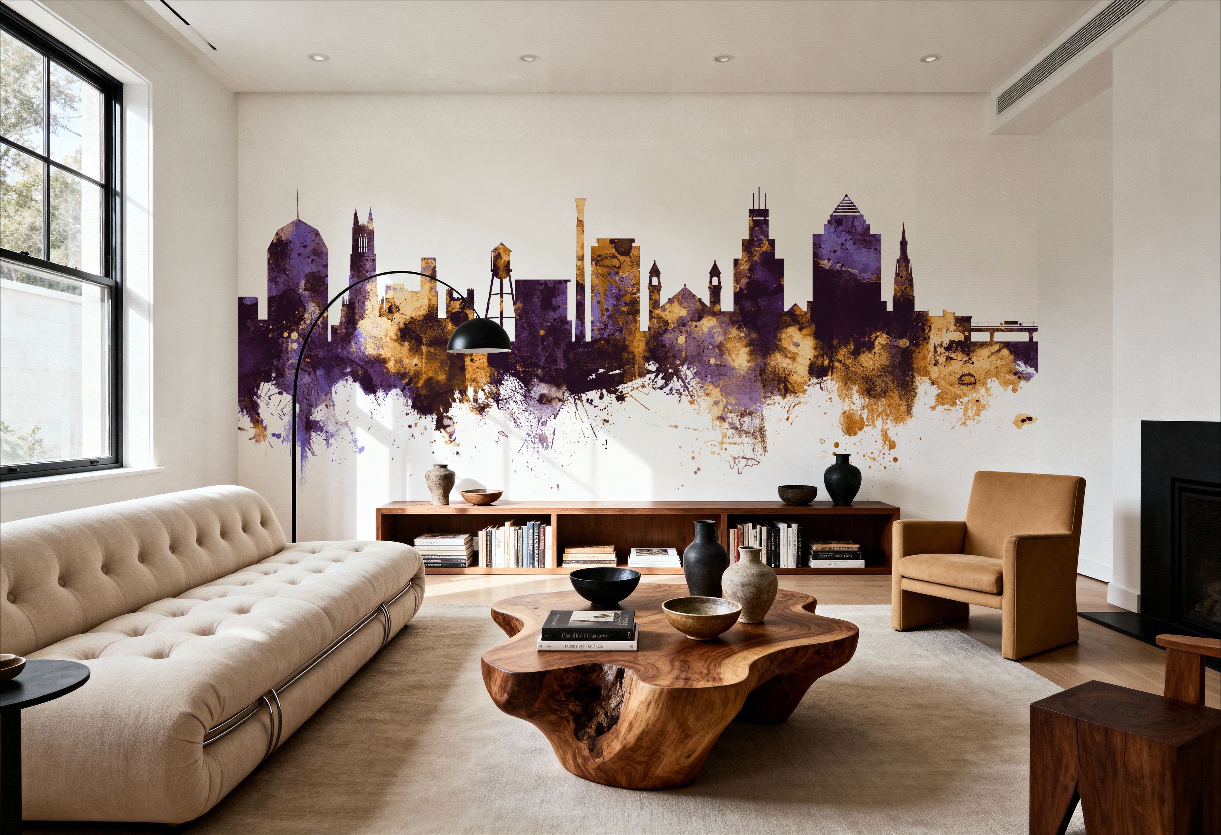 Durham North Carolina Skyline Purple & Gold