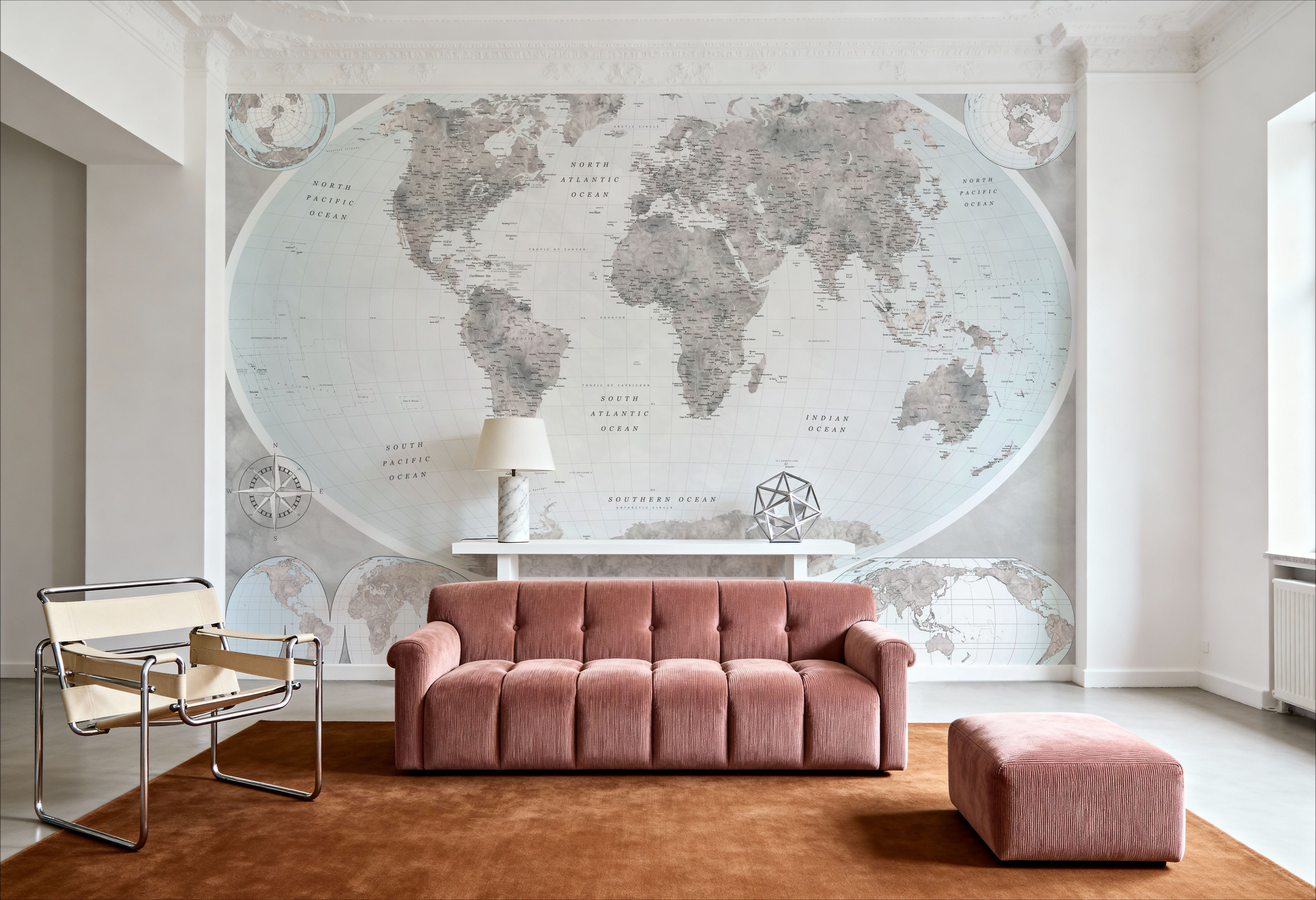 World Map Atlas Gray