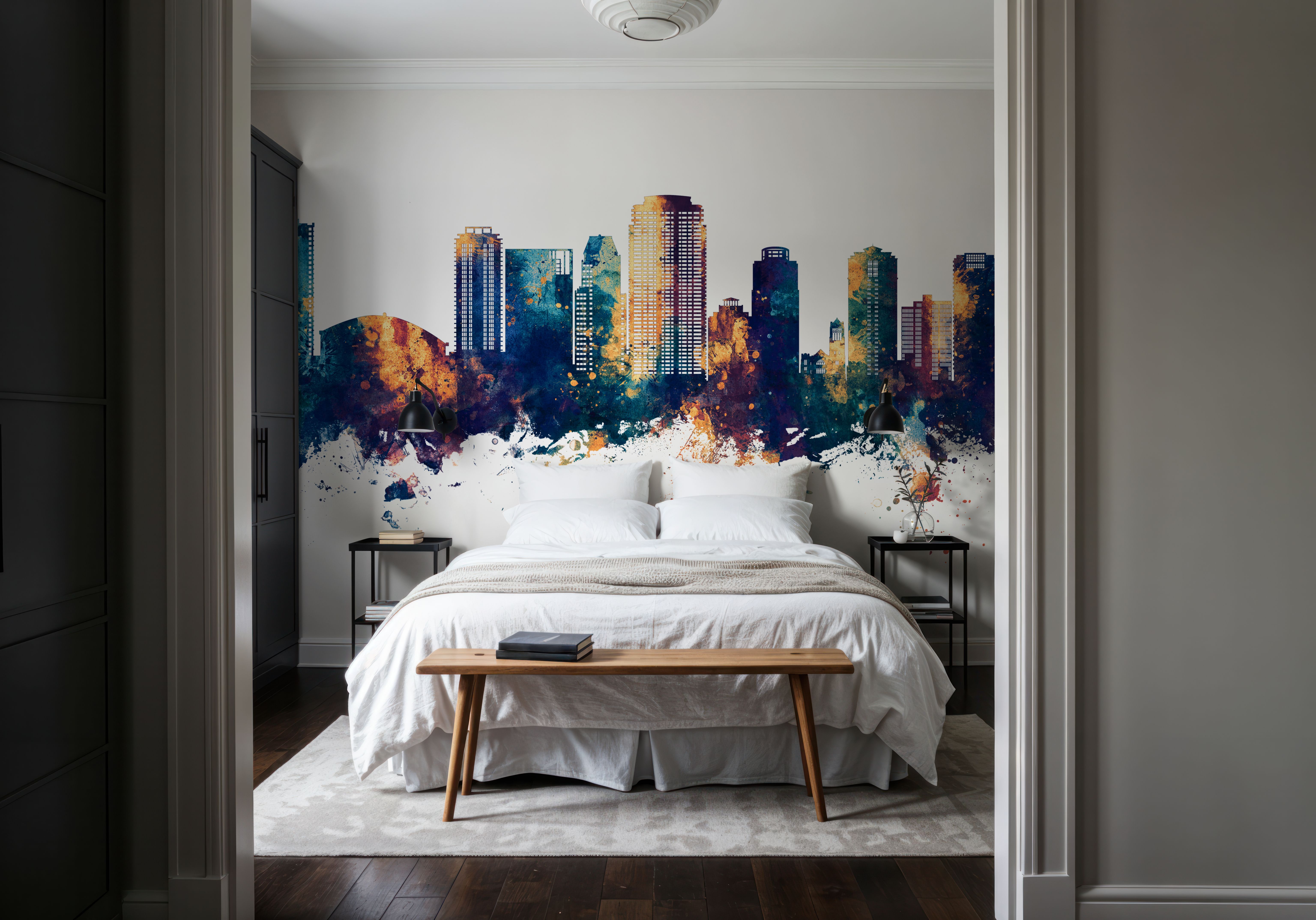 St Petersburg Florida Skyline Blue & Bronze, Wallpaper