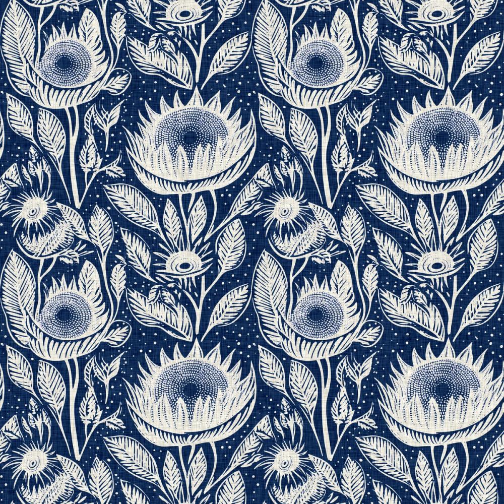 Sunflower Buds, Indigo Blue