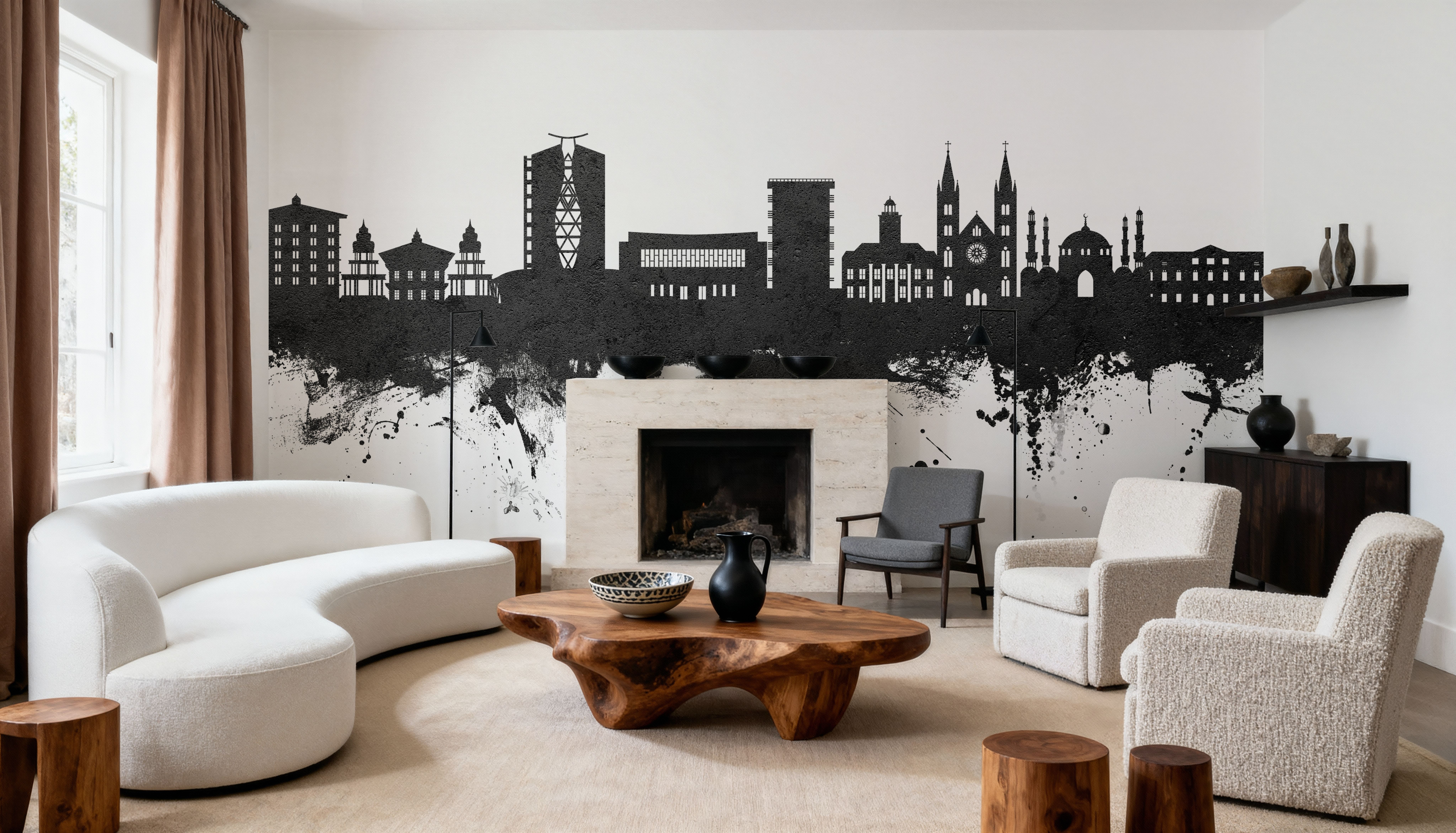 Paramaribo Suriname Skyline Black & White