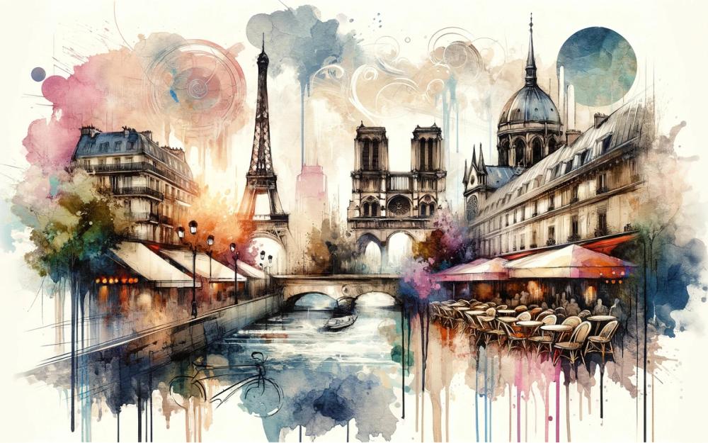 Watercolor Abstract Paris