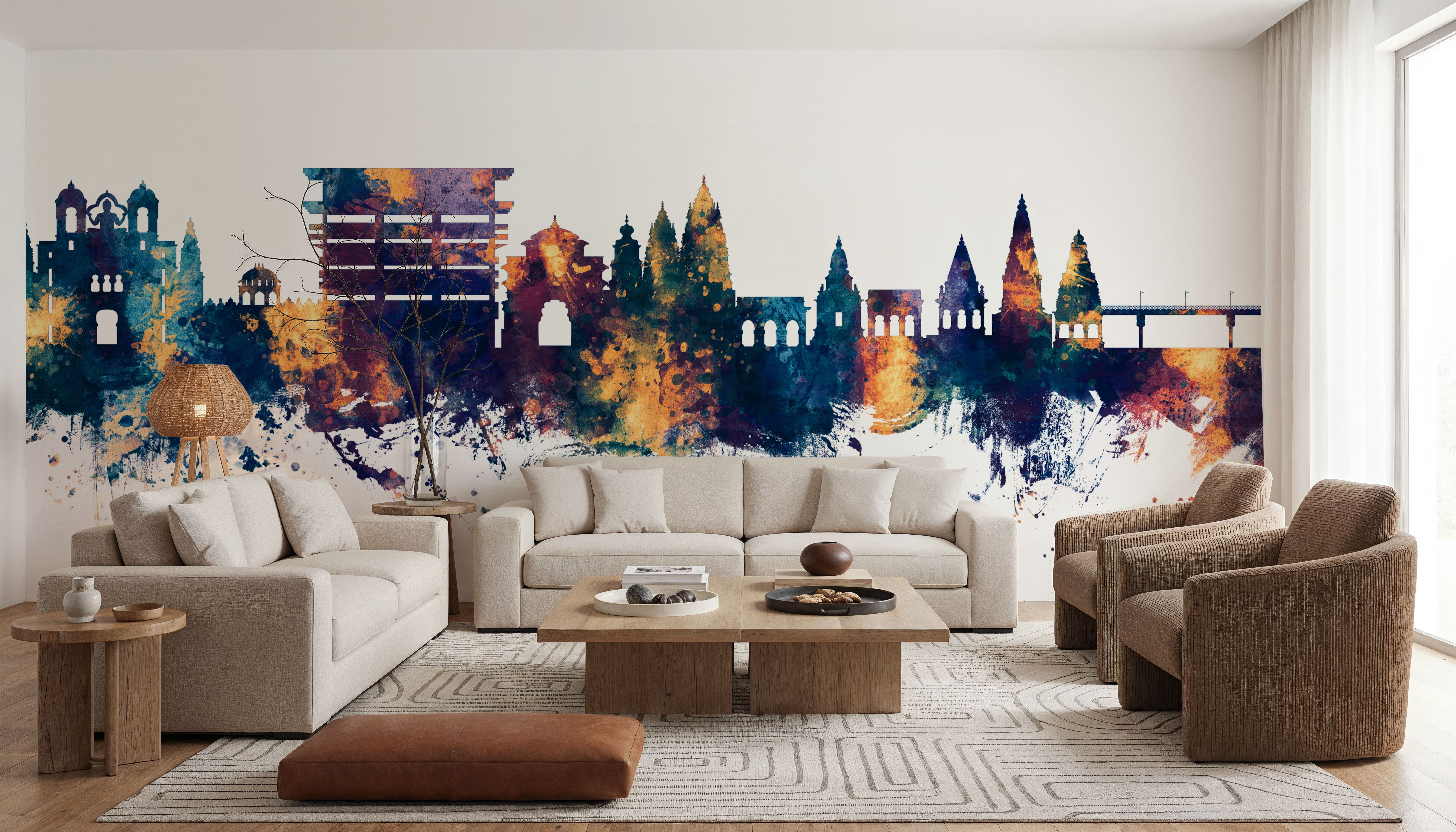 Pandharpur India Skyline Blue & Bronze, Carte da parati