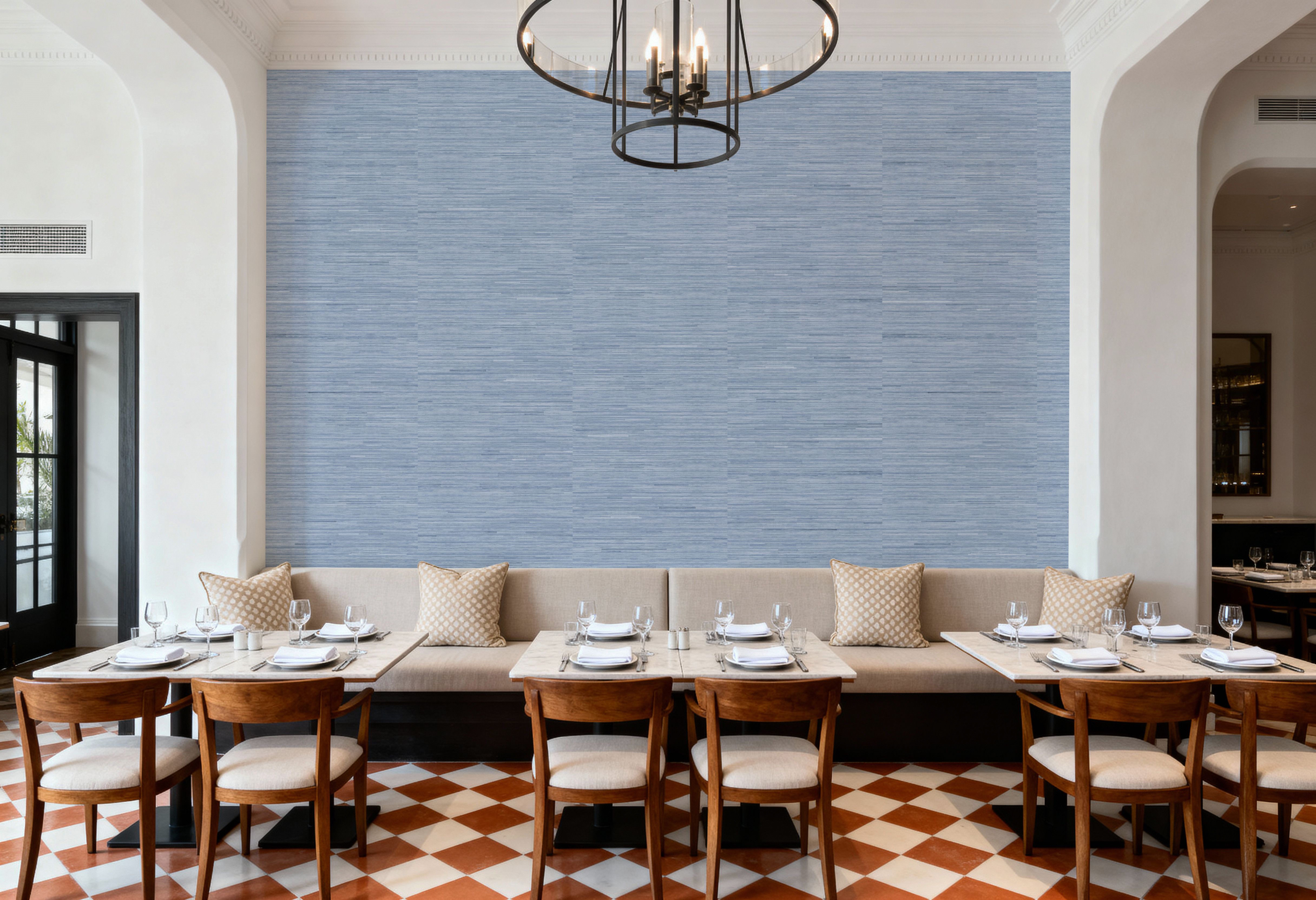 Faux Grasscloth with Visible Seams, Sky
