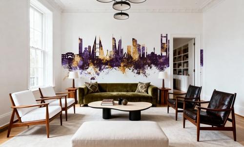 Manama Skyline Purple & Gold