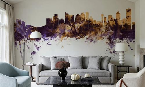 Calgary Canada Skyline Purple & Gold