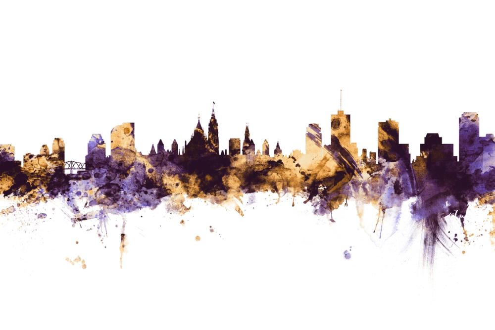 Ottowa Canada Skyline Purple & Gold