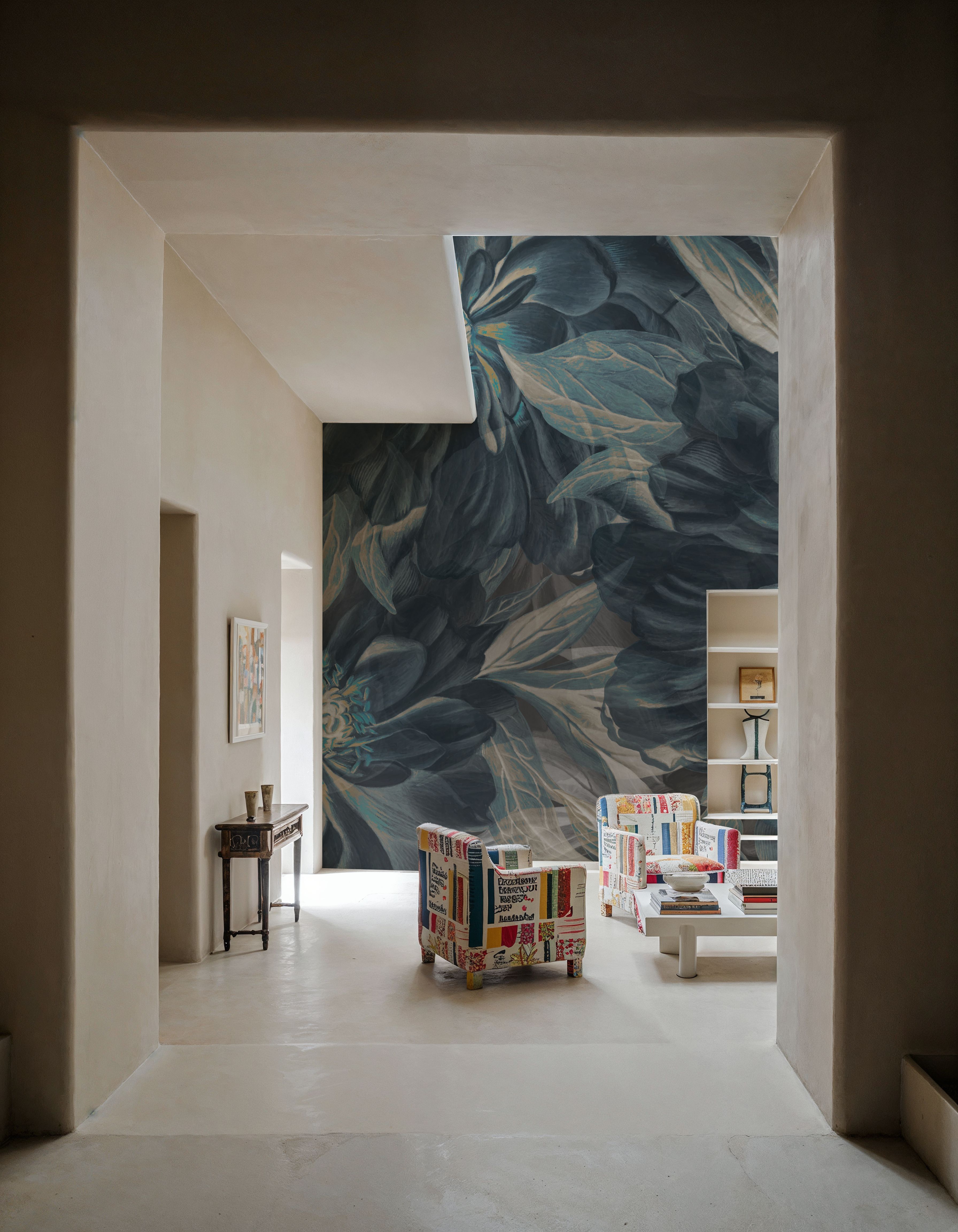 Peony Study - Midnight Teal