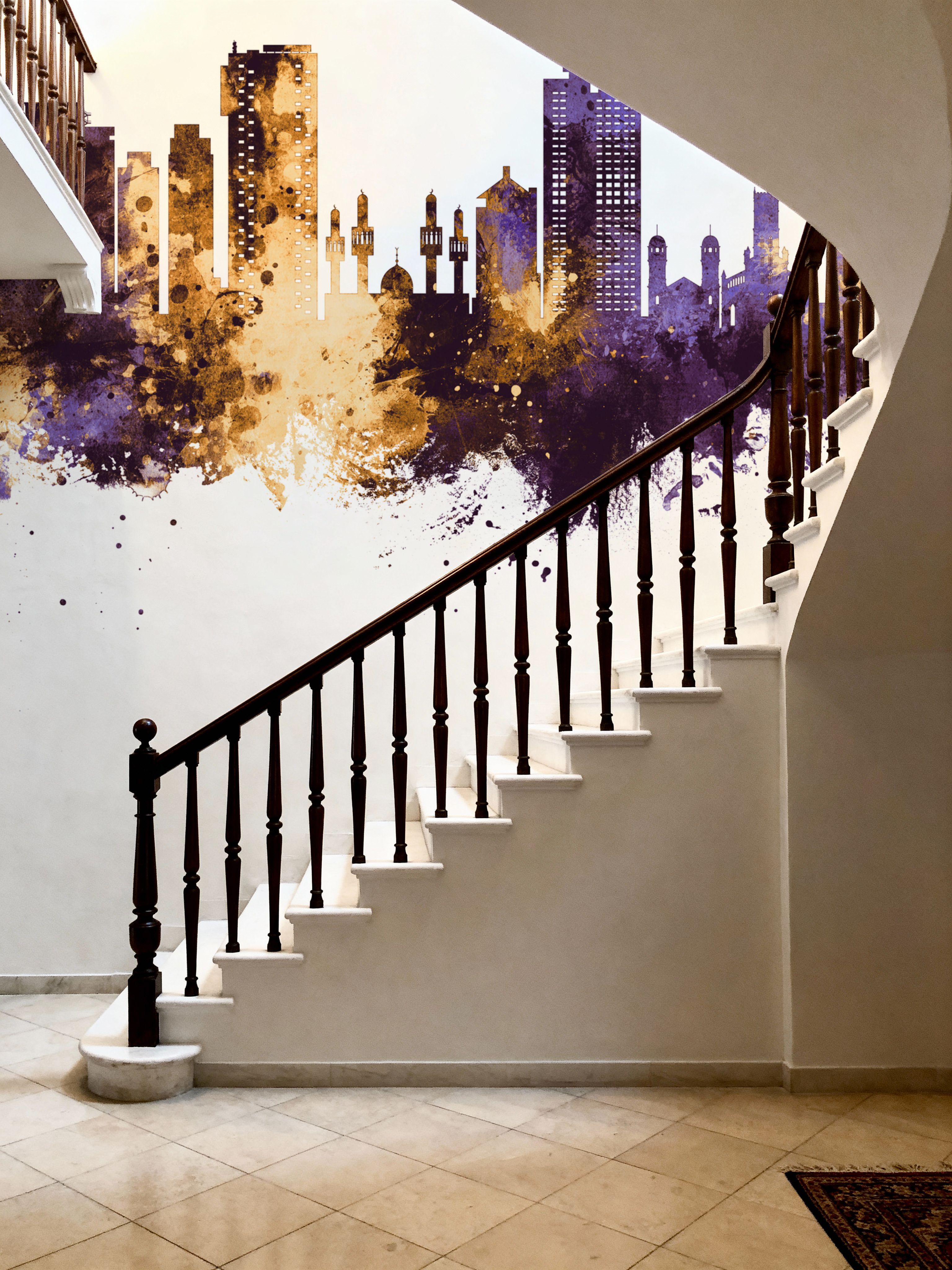 Lagos Nigeria Skyline Purple & Gold