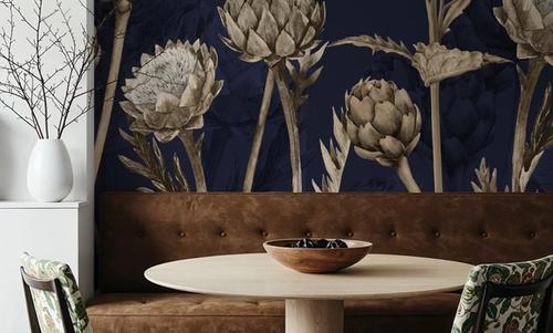 Artichoke Blooms, Navy Blue