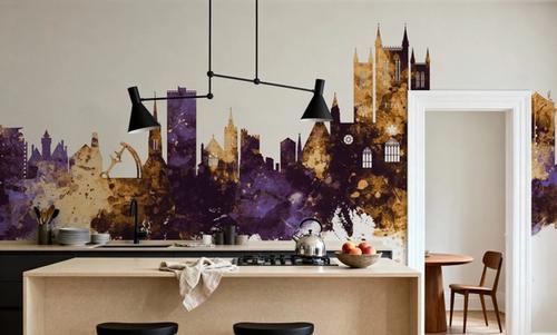 Lincoln England Skyline Purple & Gold
