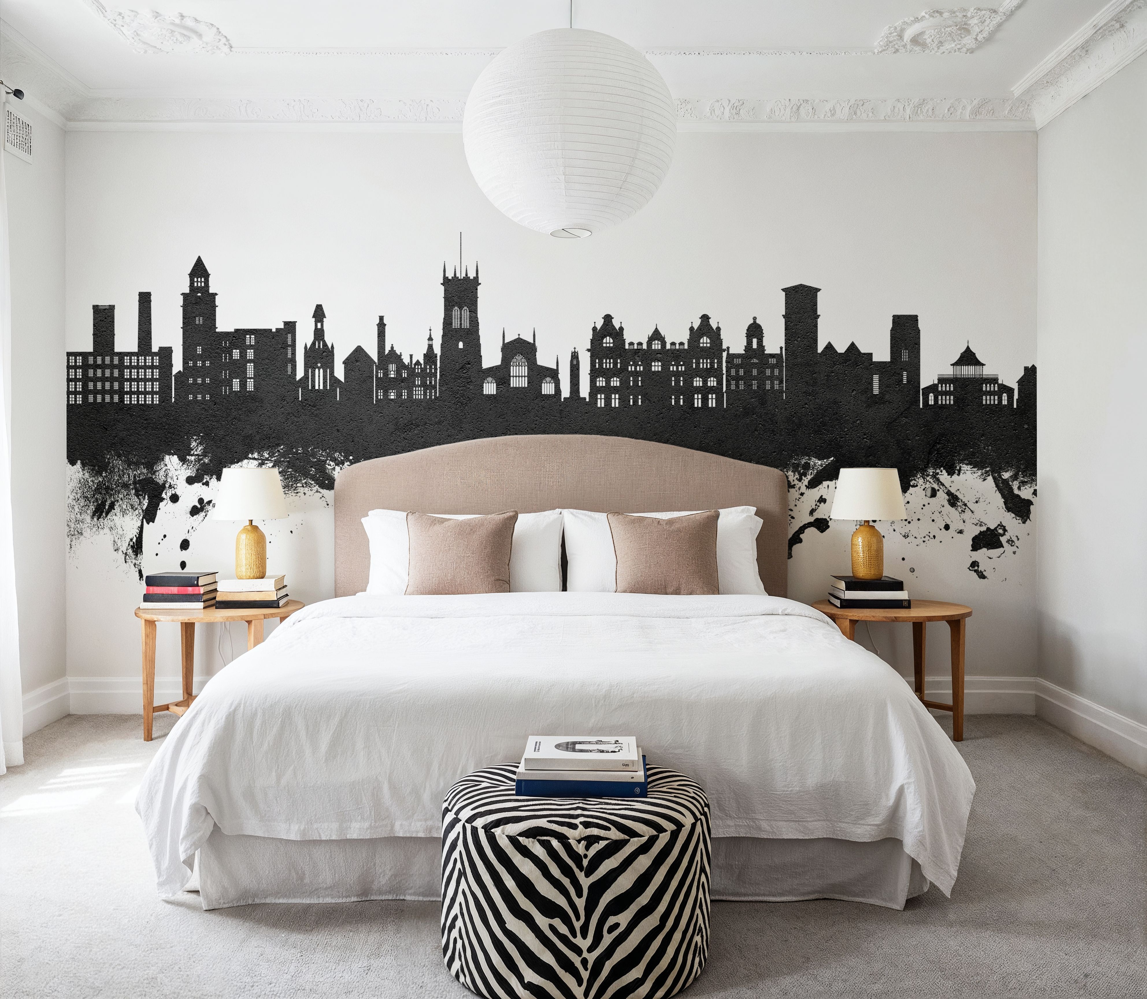 Wigan England Skyline Black & White 