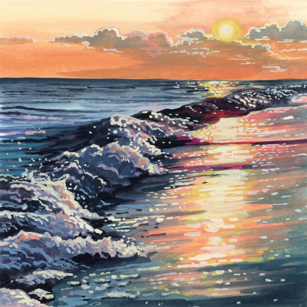 Colorful Sunset on The Waves