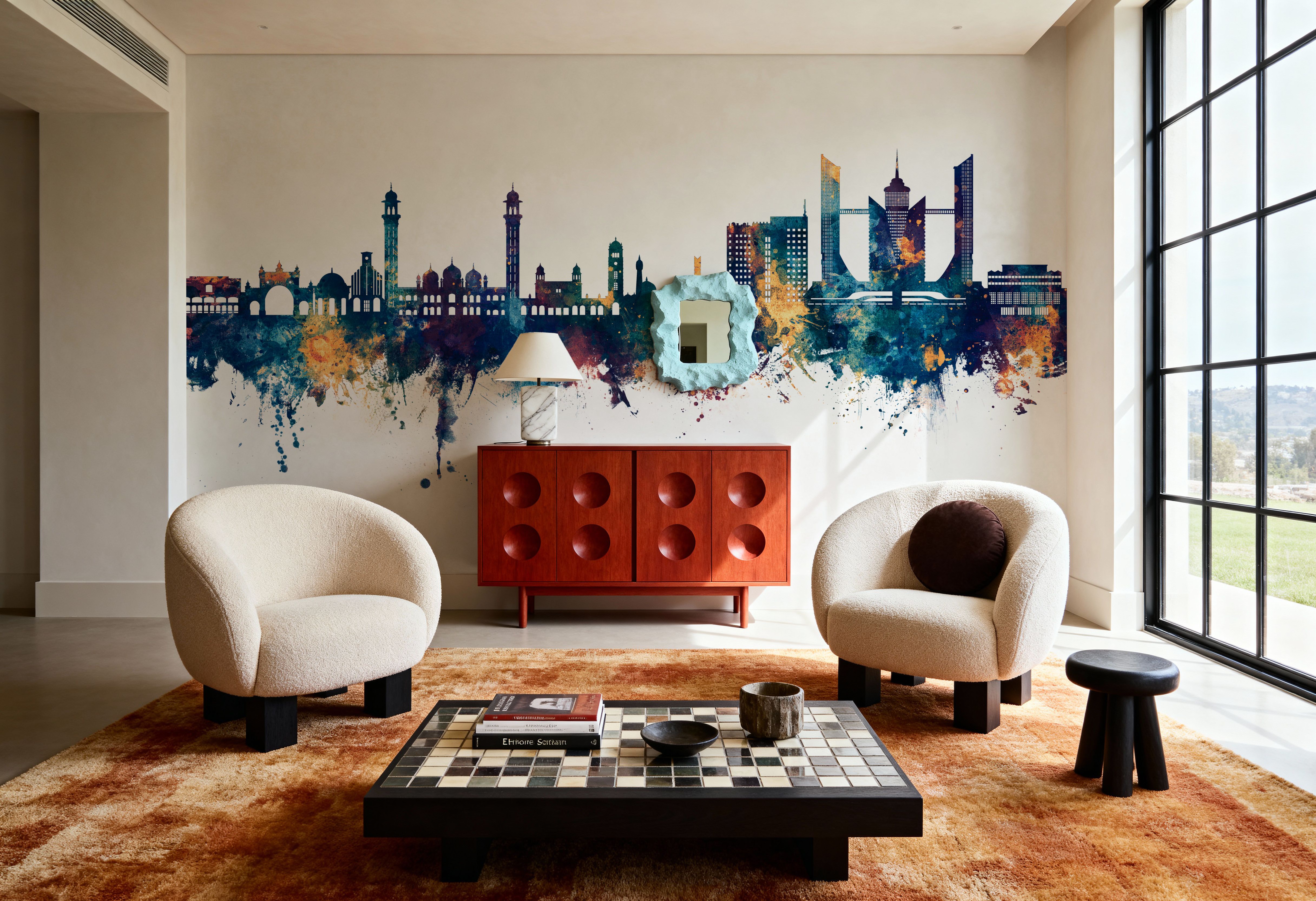 Faislabad Pakistan Skyline Blue & Bronze