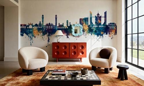 Faislabad Pakistan Skyline Blue & Bronze