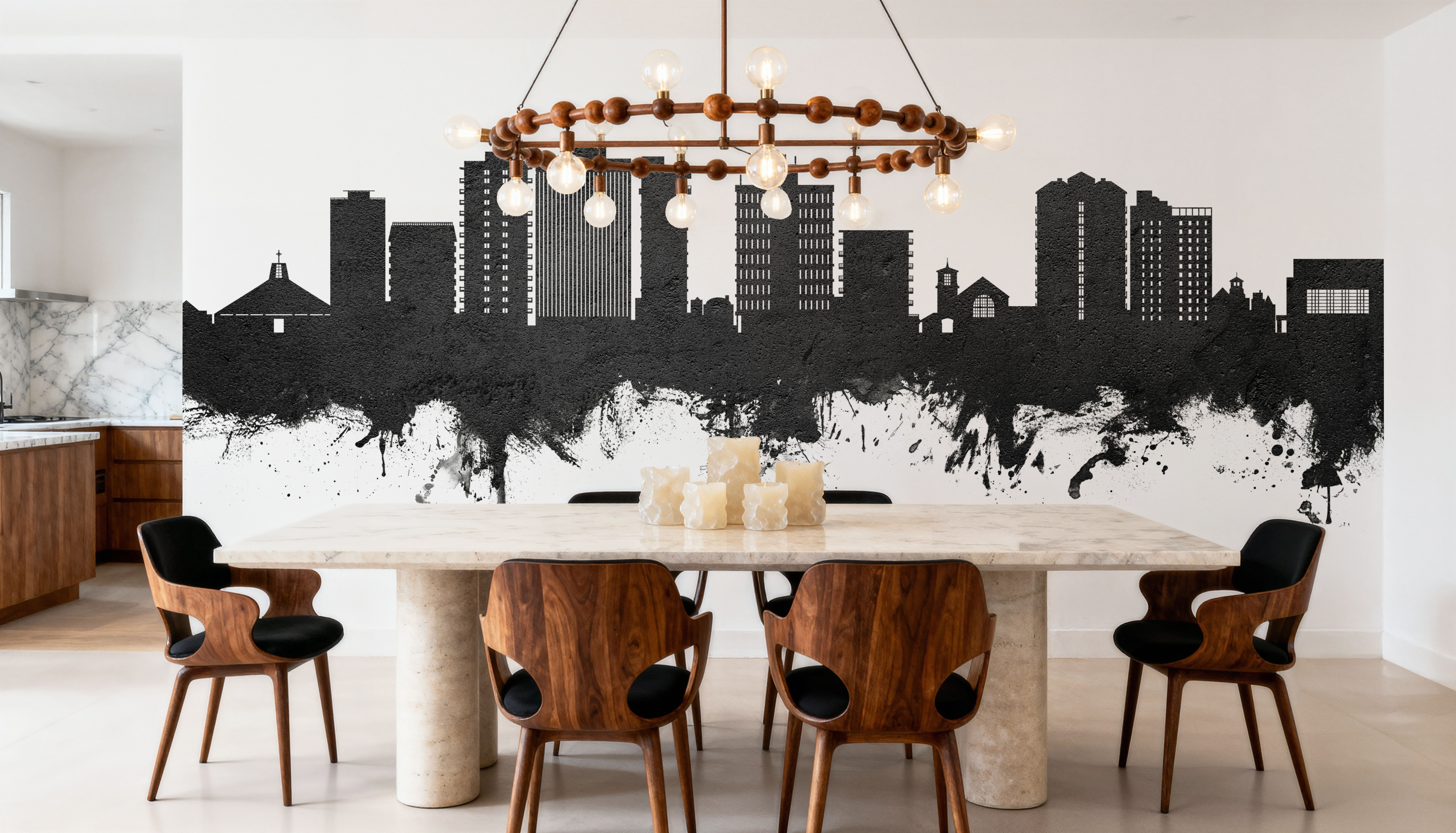 San Mateo California Skyline Black & White