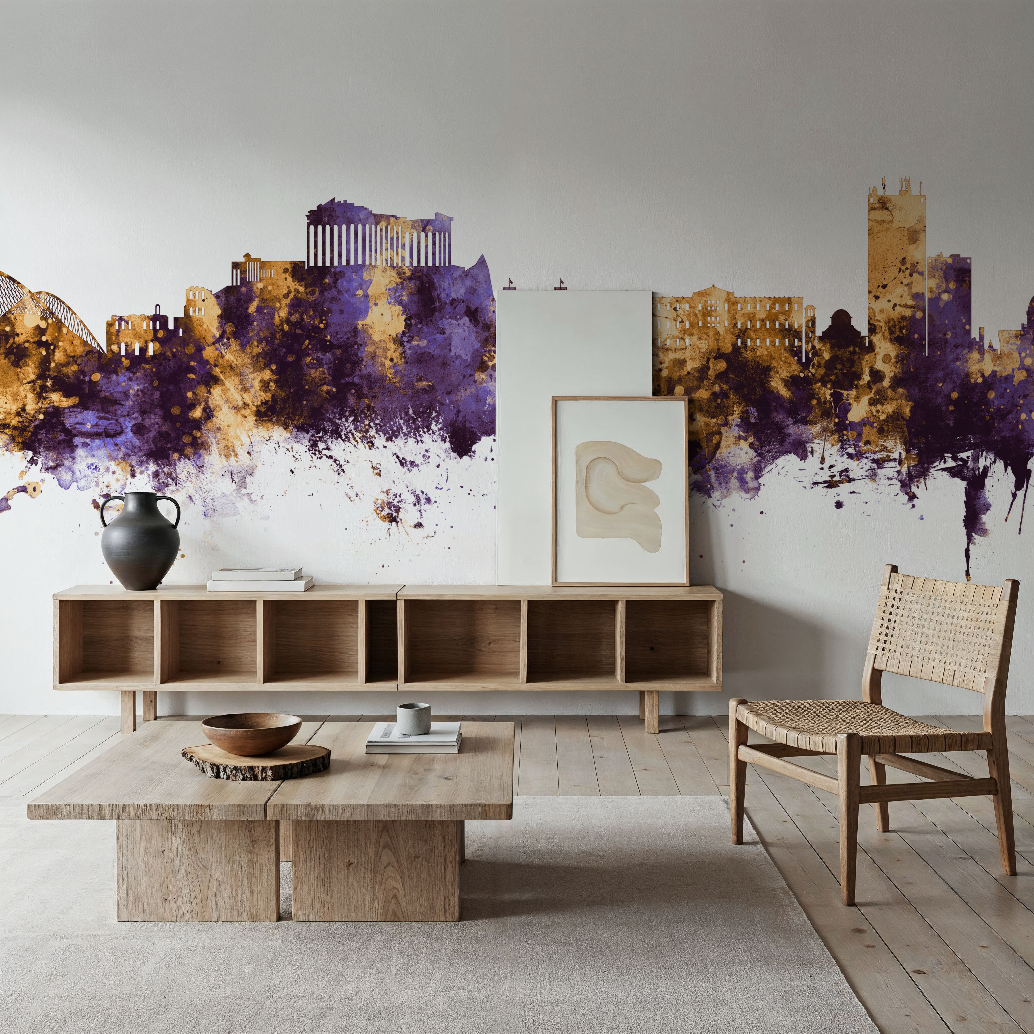 Athens Greece Skyline Purple & Gold