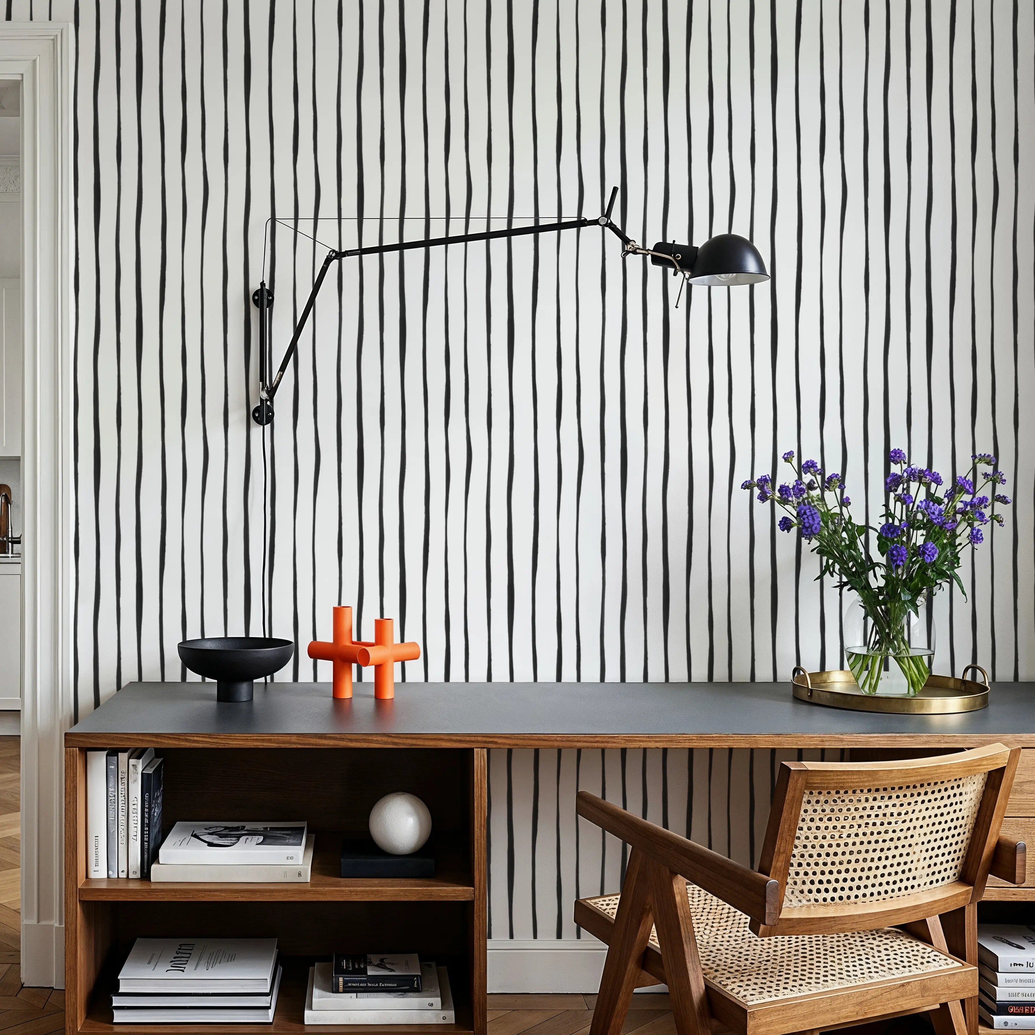 Wallpaper - Lines for Days - Lines Stripes - Gray - Living room - Wallism UK - Peel & Stick or Paste-the-Wall