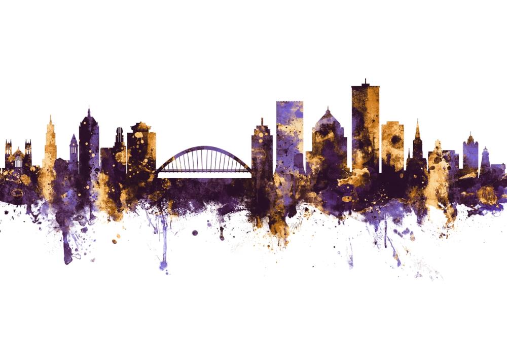 Rochester New York Skyline Purple & Gold