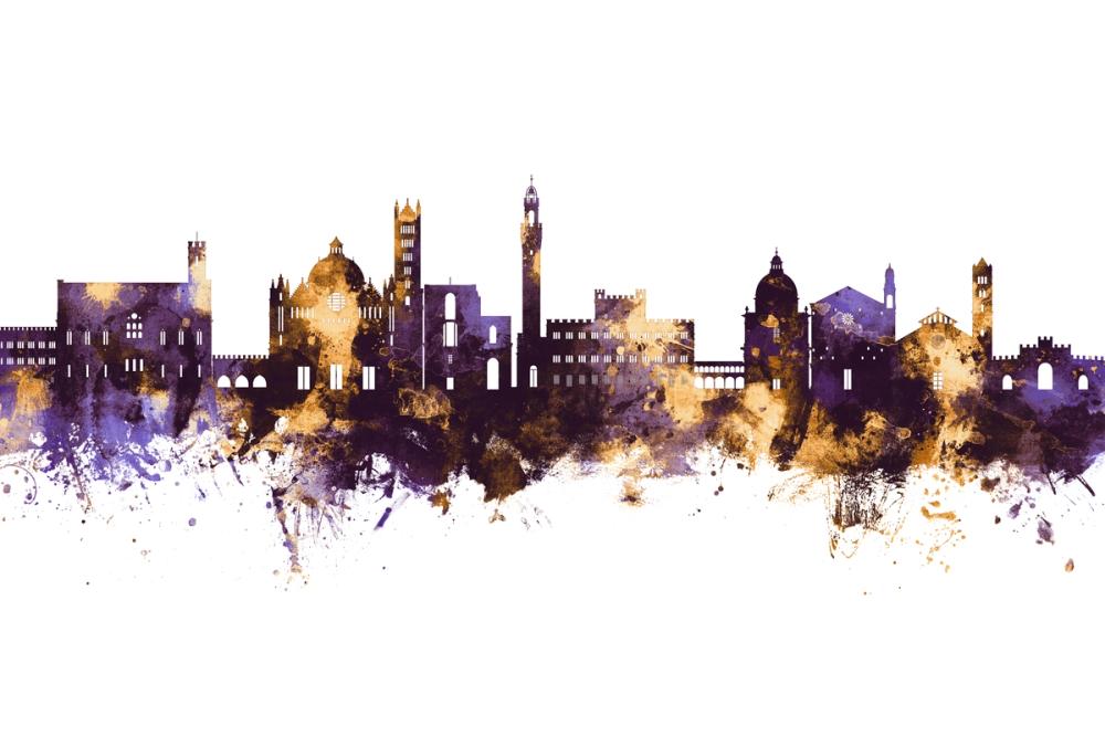 Siena Italy Skyline Purple & Gold