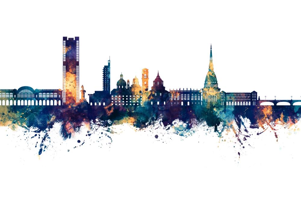 Turin Italy Blue & Bronze