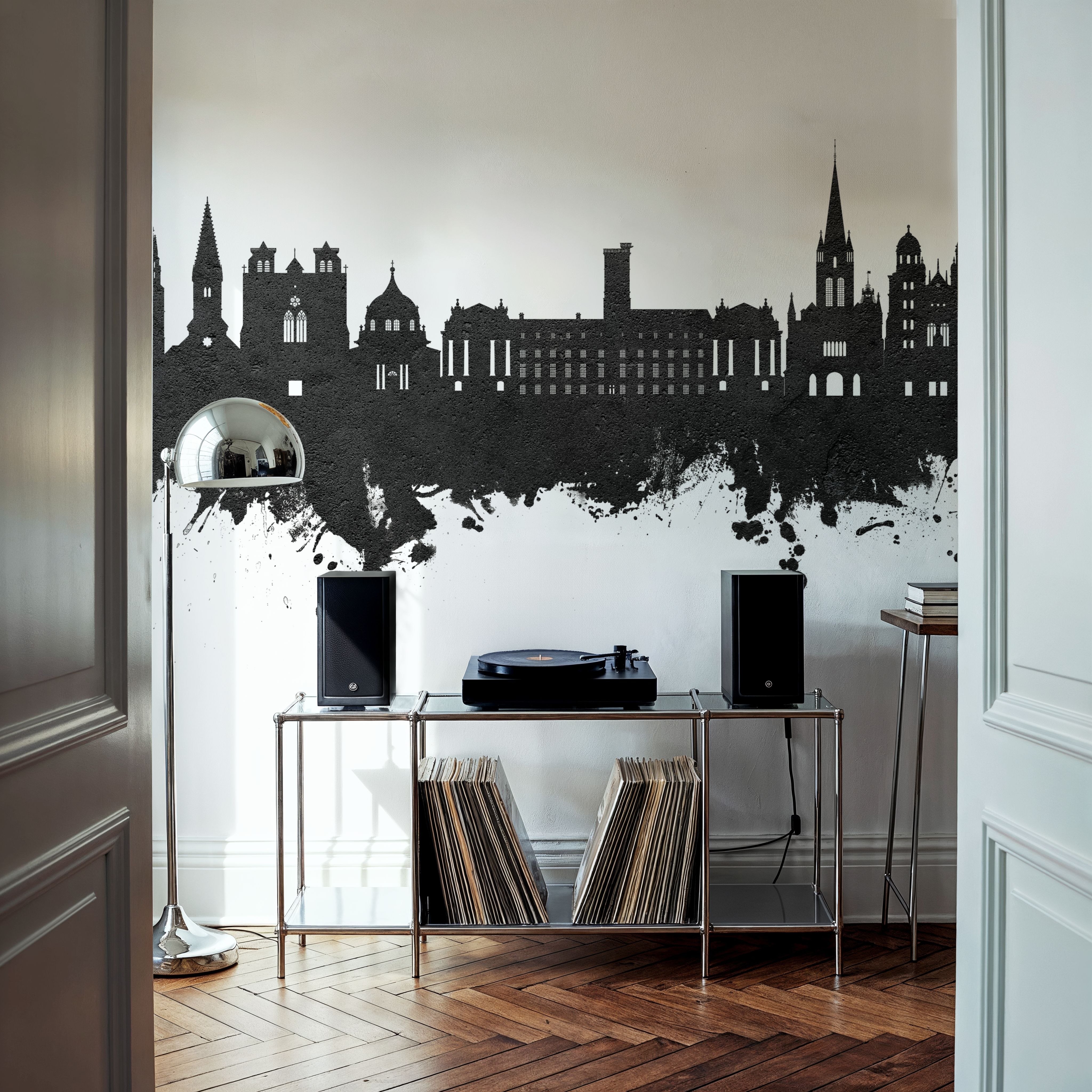 Dijon France Skyline Black & White