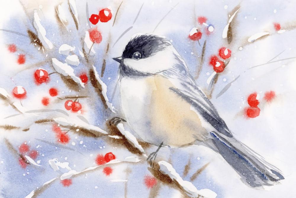 Watercolor Chickadee