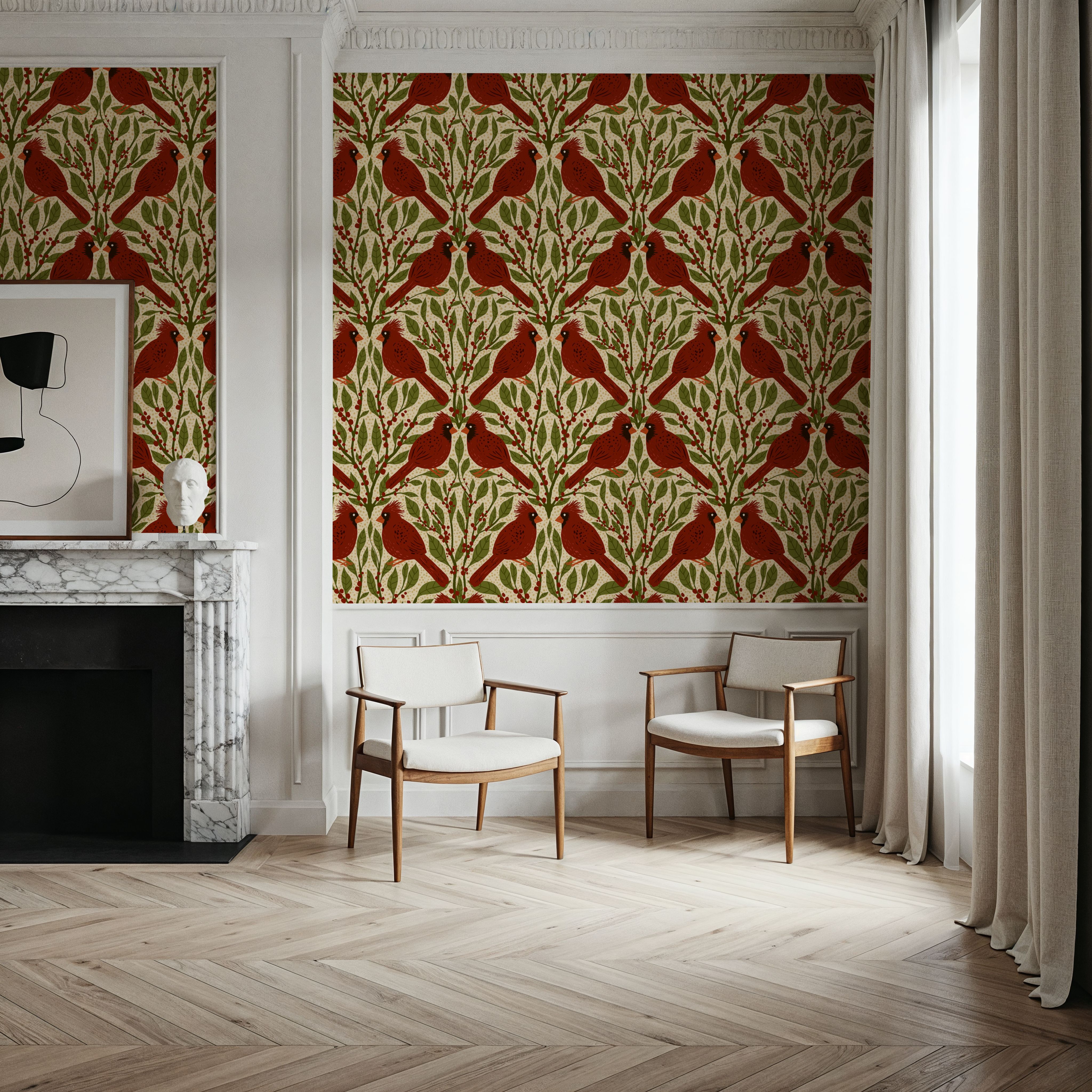 Cardinals & Winterberries, Vintage