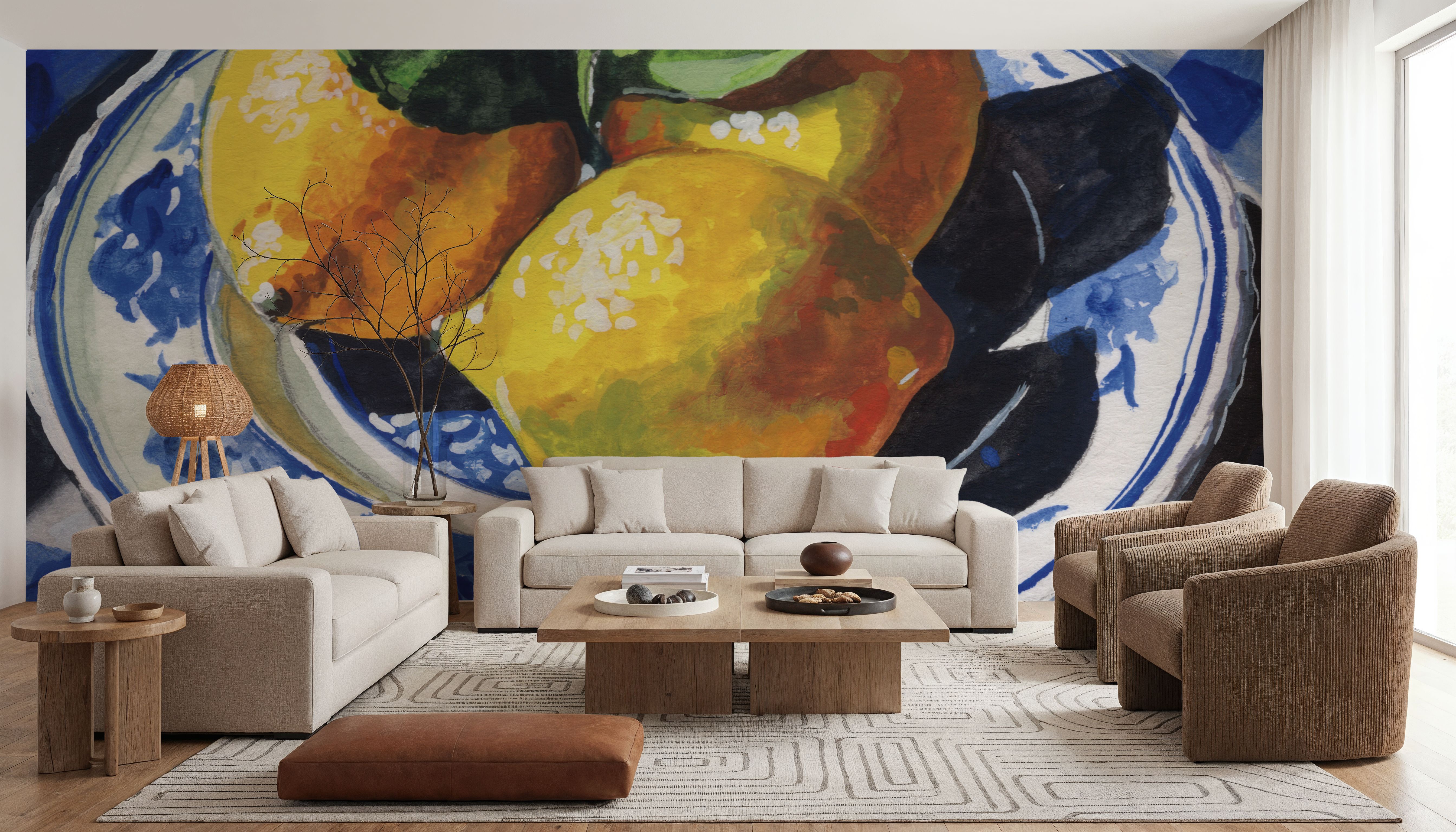 Lemons on a Blue Table