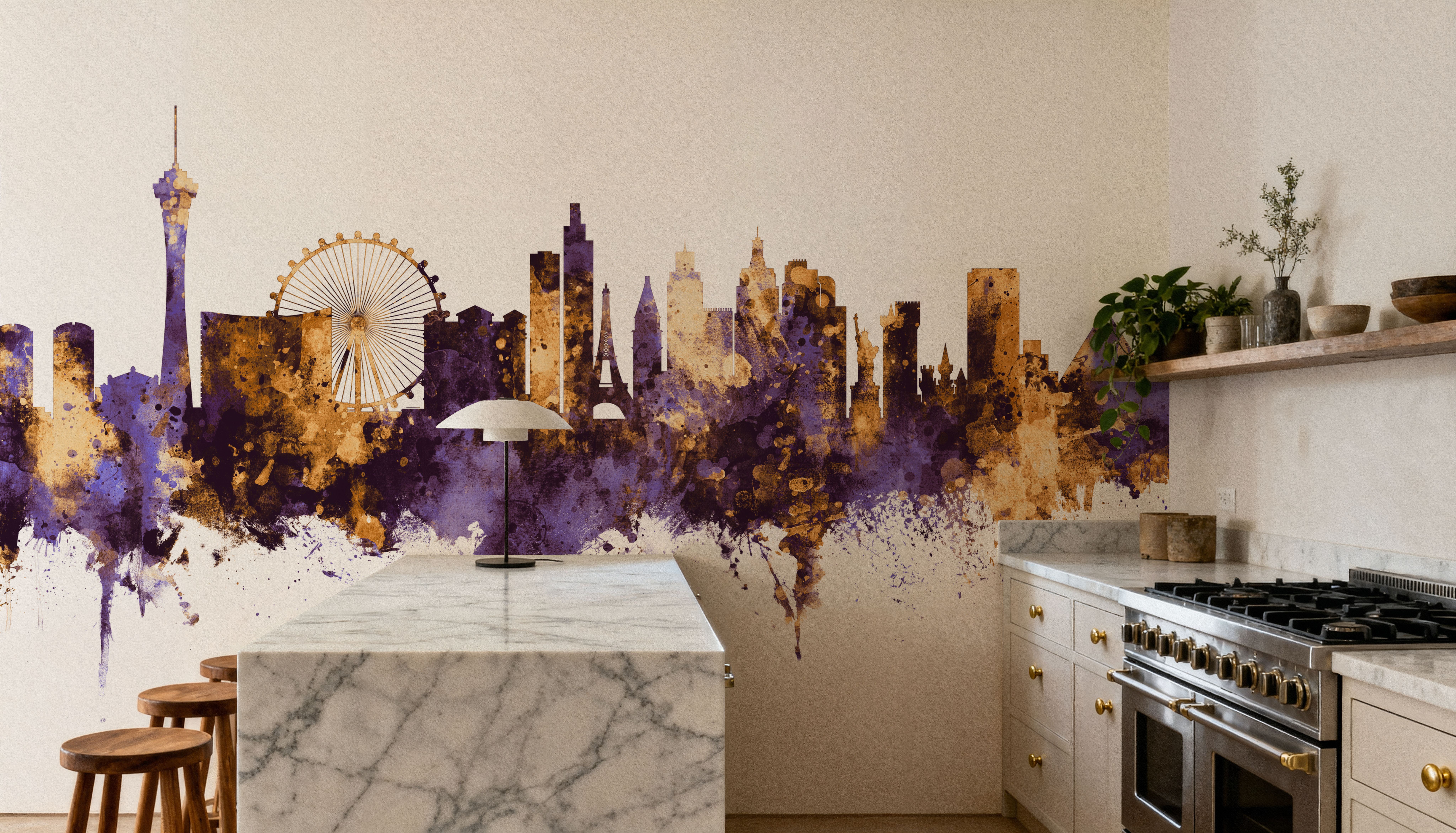 Las Vegas Nevada Skyline Purple & Gold