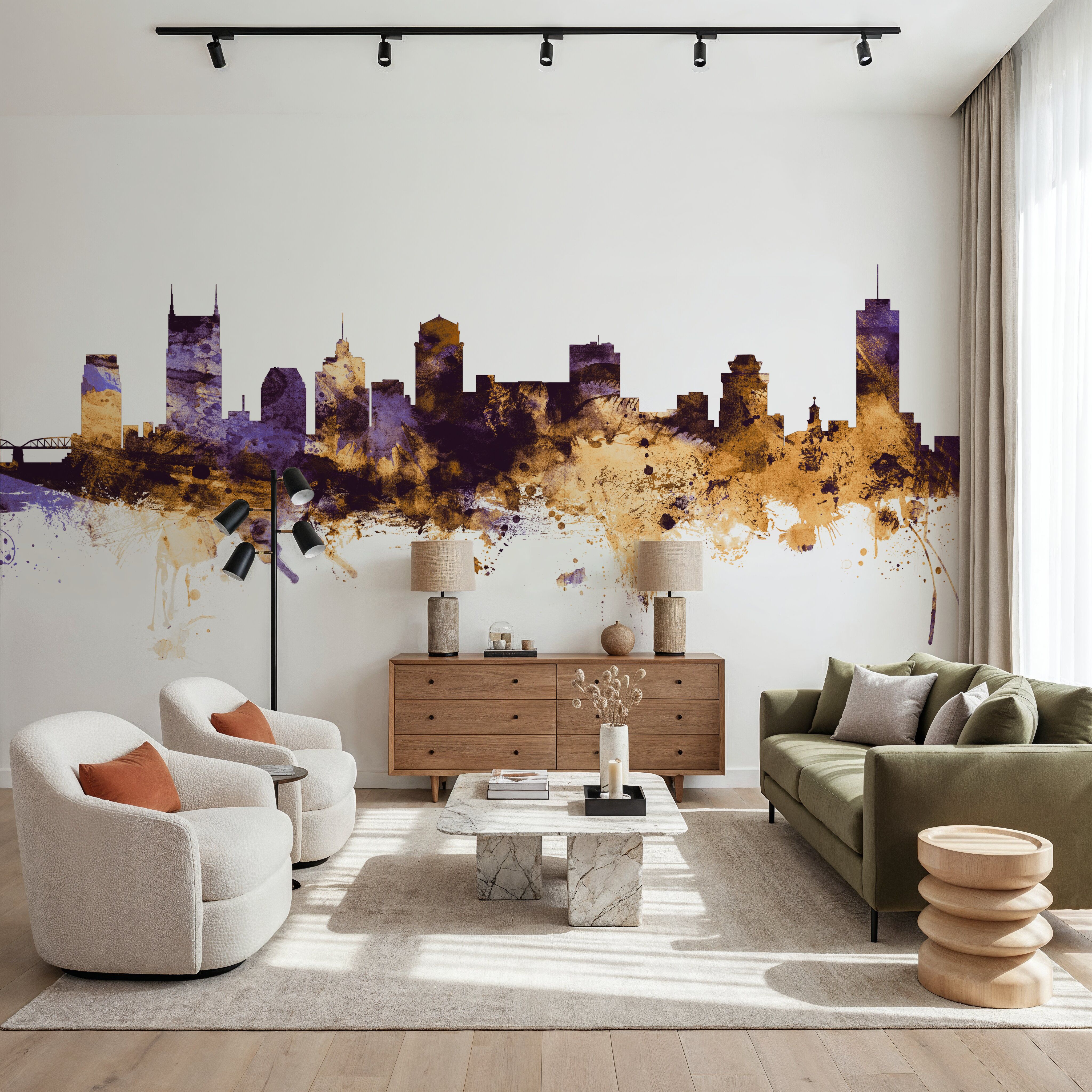 Nashville Tennessee Skyline Purple & Gold