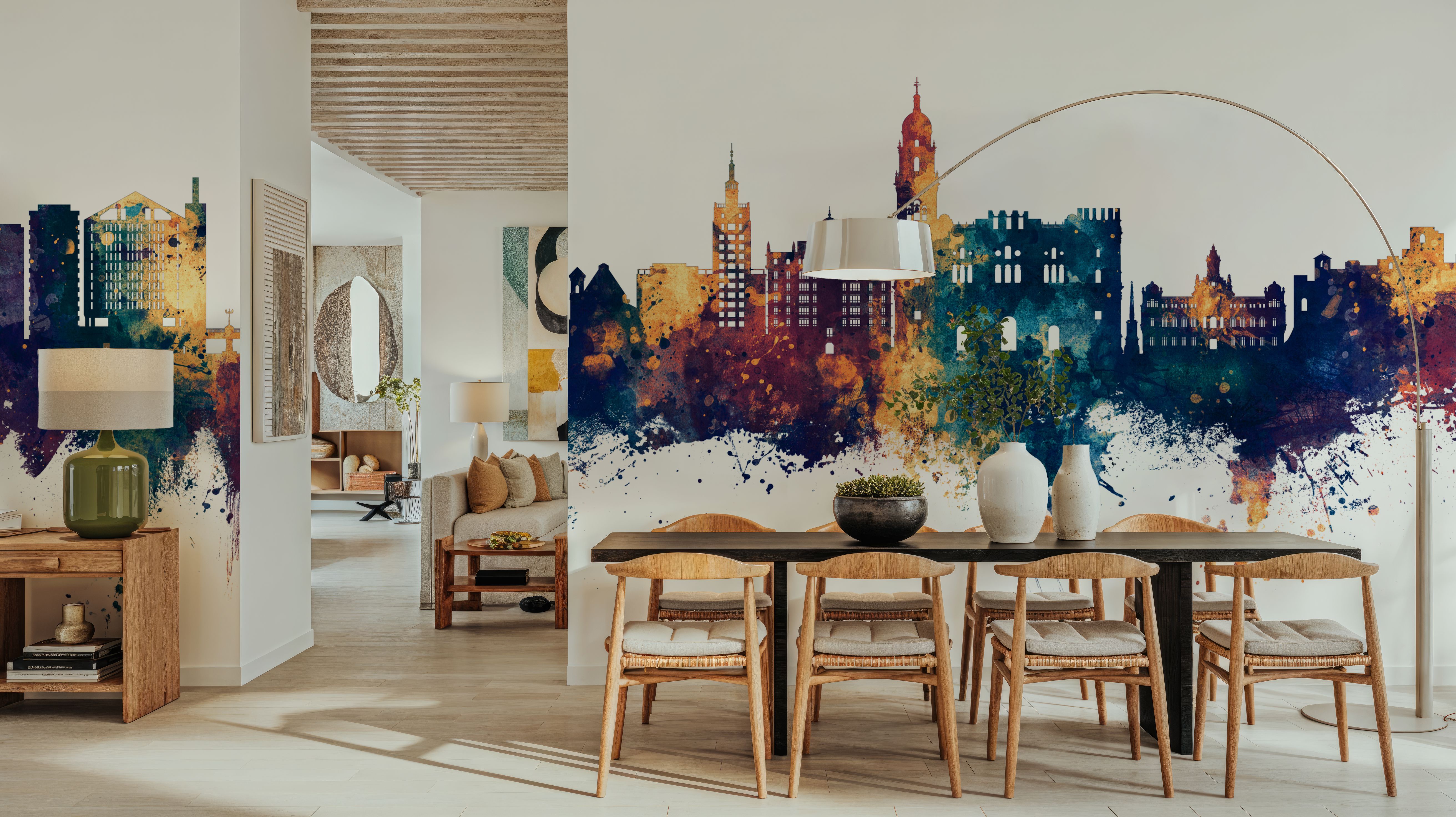 Málaga Spain Skyline Blue & Bronze