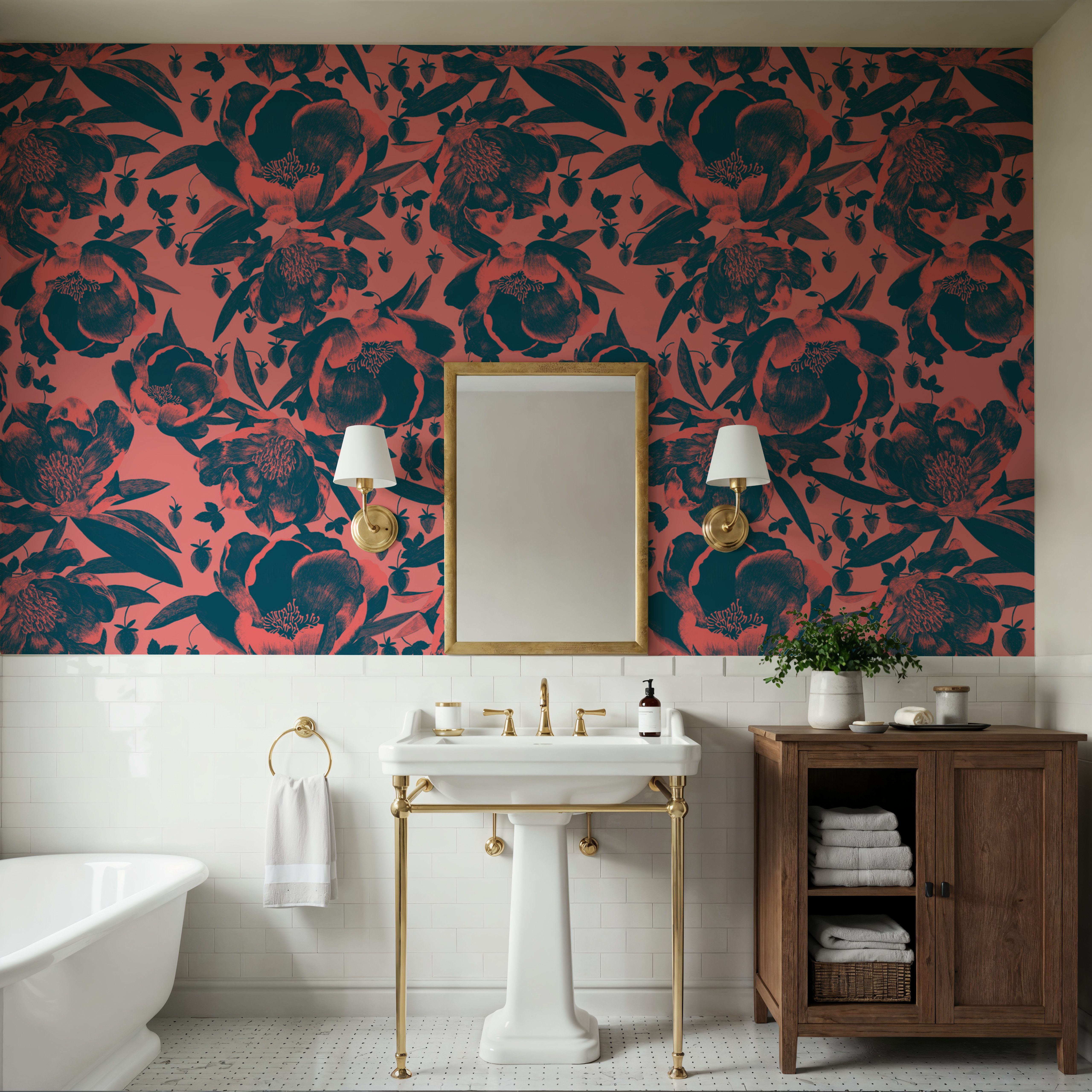 Pop Peonies, Pink & Teal