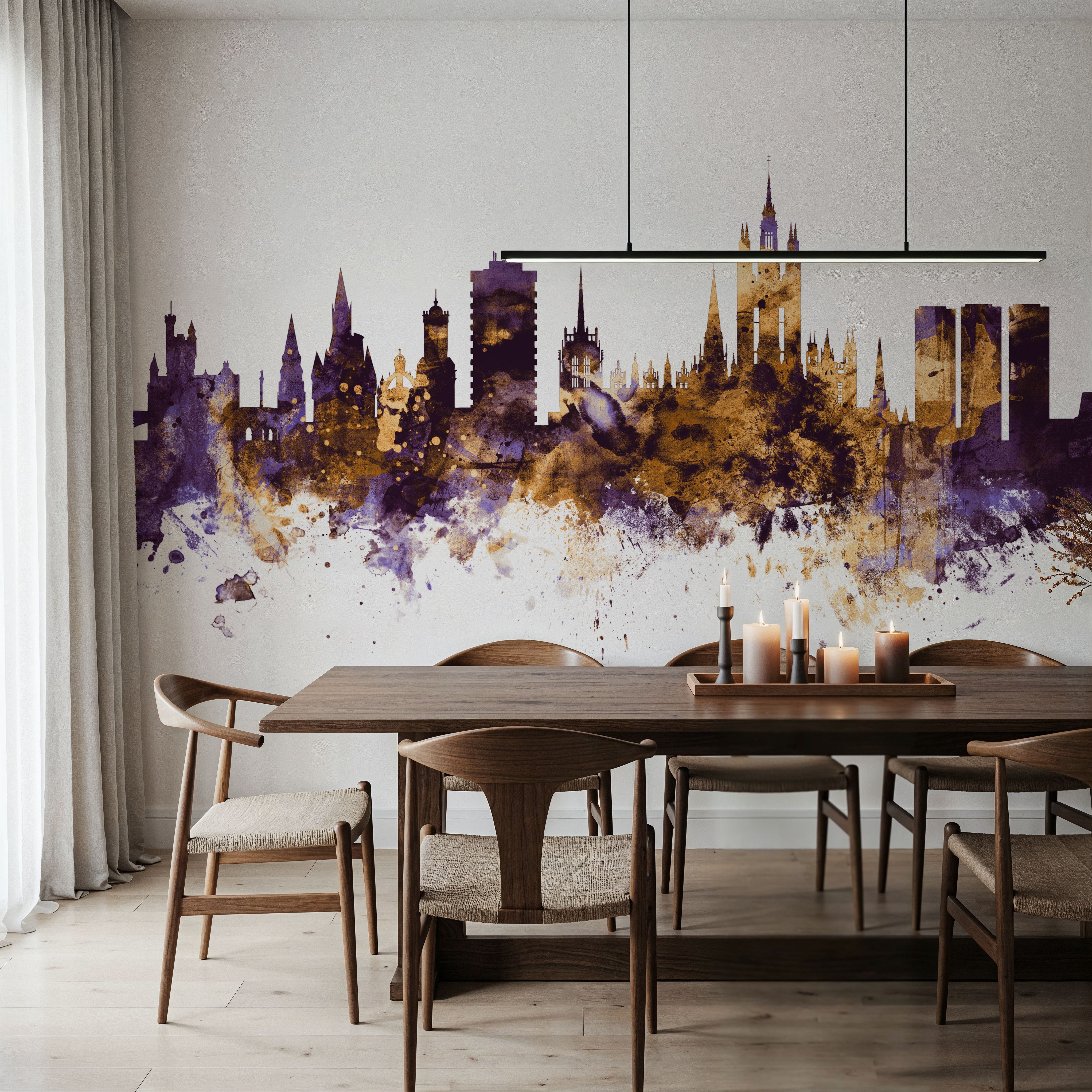 Aberdeen Scotland Skyline Purple & Gold