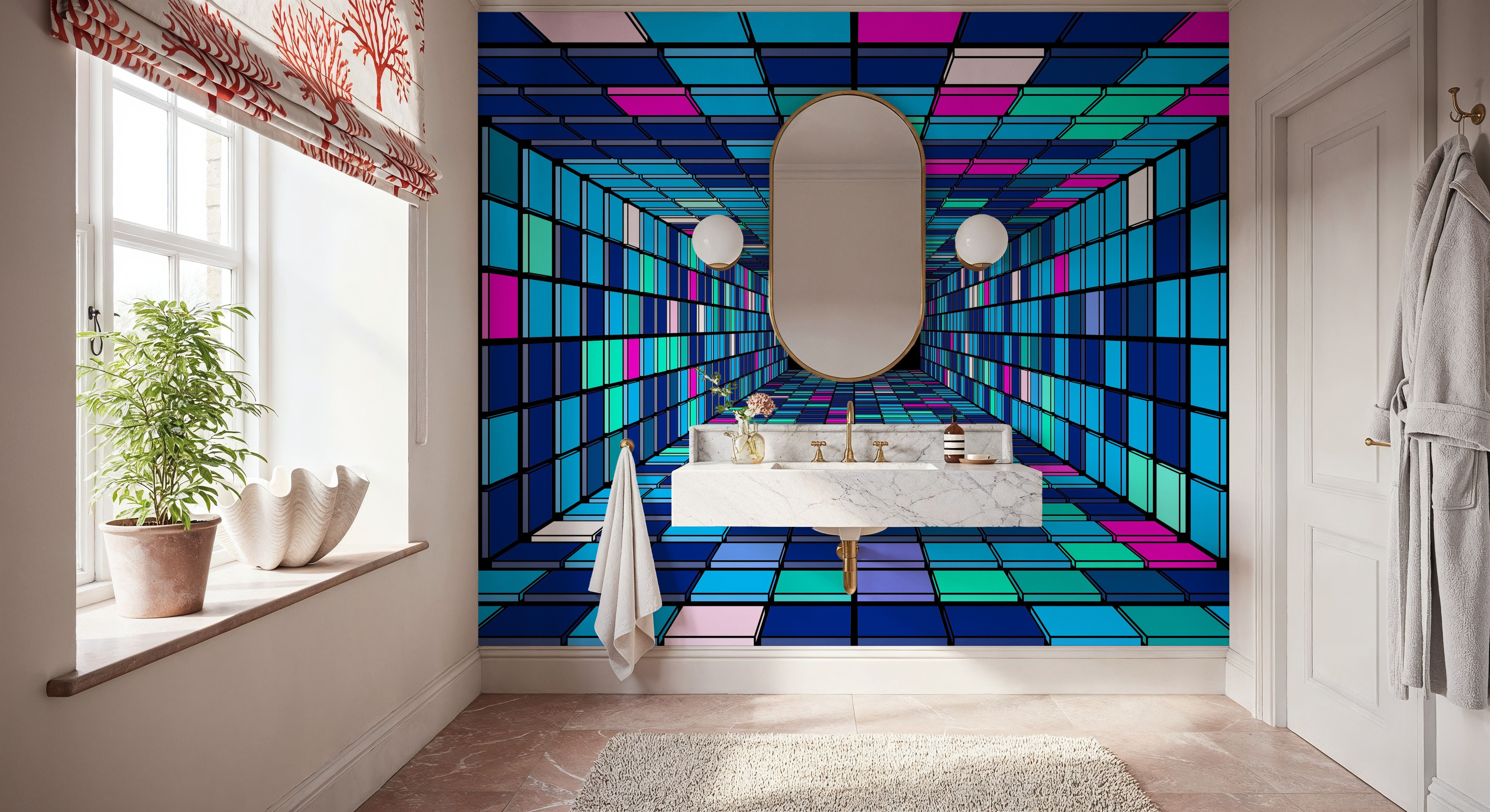 Retro Game Tunnel, Blue, Wallpaper